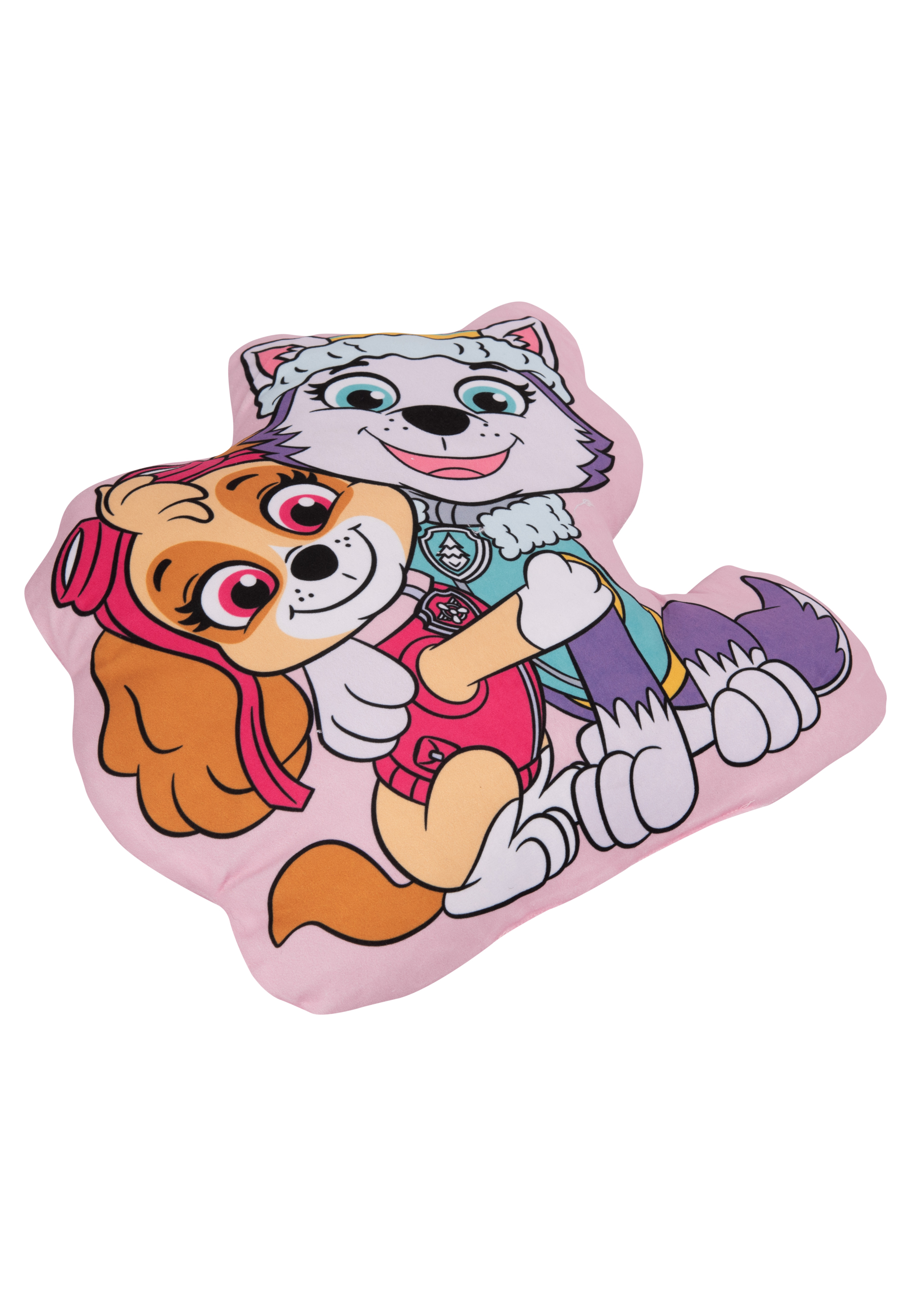 Rosa Paw Patrol Kissen mit Skye und Everest, die sich umarmen. Beide Charaktere haben ihre ikonischen Outfits und Ausdrücke.