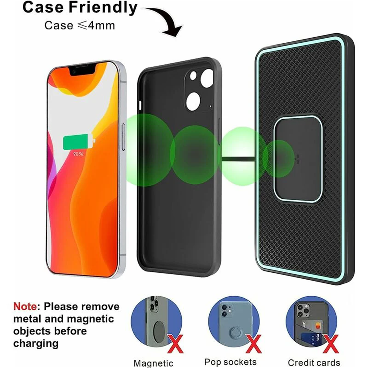 Telefon mit kabellosem Laden, magnetischem Laden und Pop-Sockets.