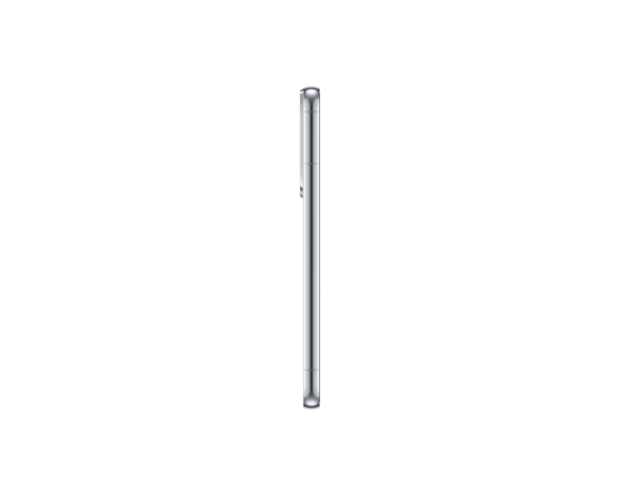 Zilveren smartphone van de zijkant.
