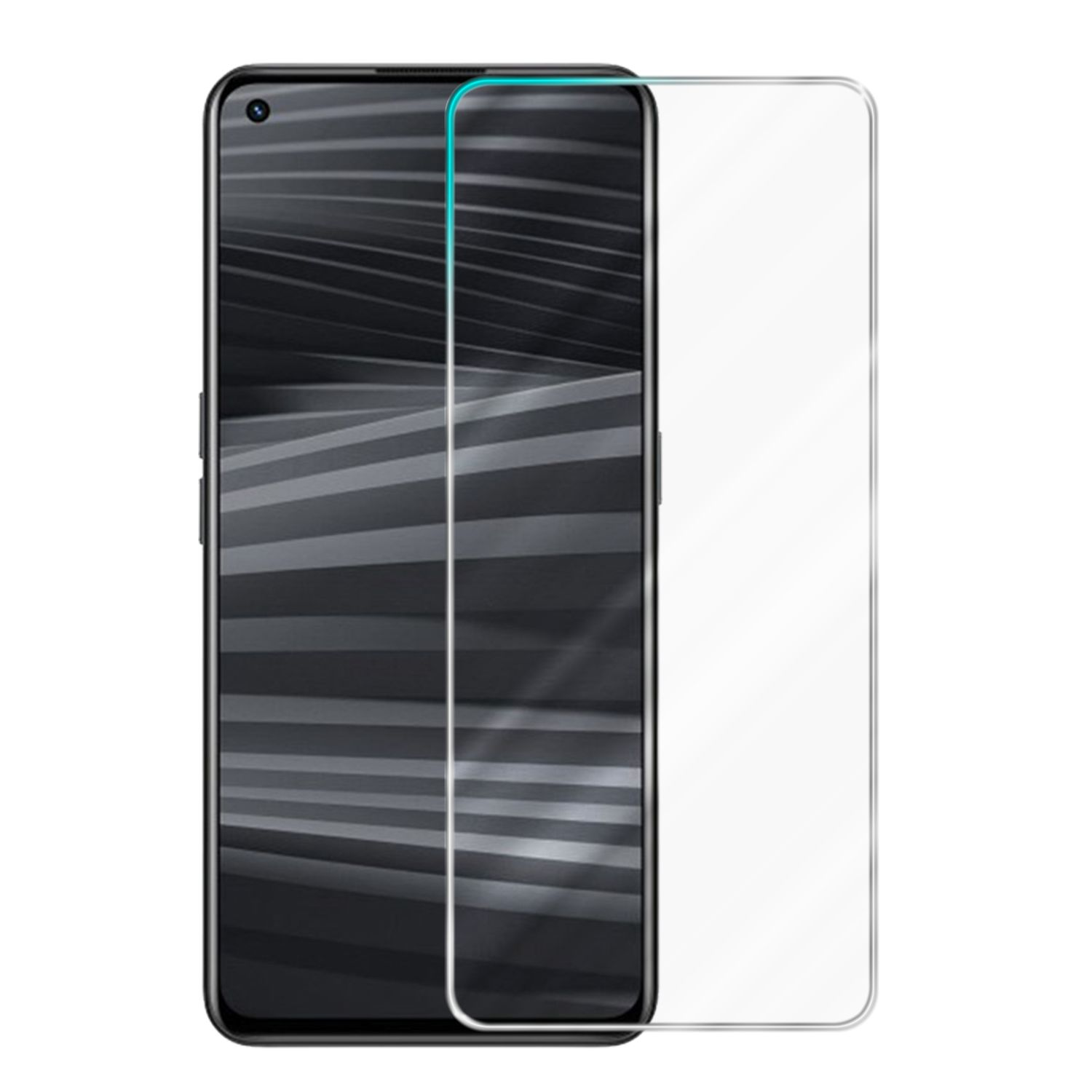 Smartphone con protezione schermo, mostra schermo nero.