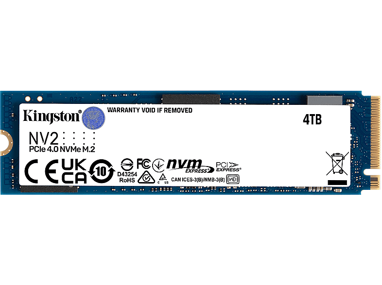 KINGSTON SSD 4TB M.2 PCI-E NVMe GEN4 NV2 retail, 4 TB, SSD, 2 Zoll ...