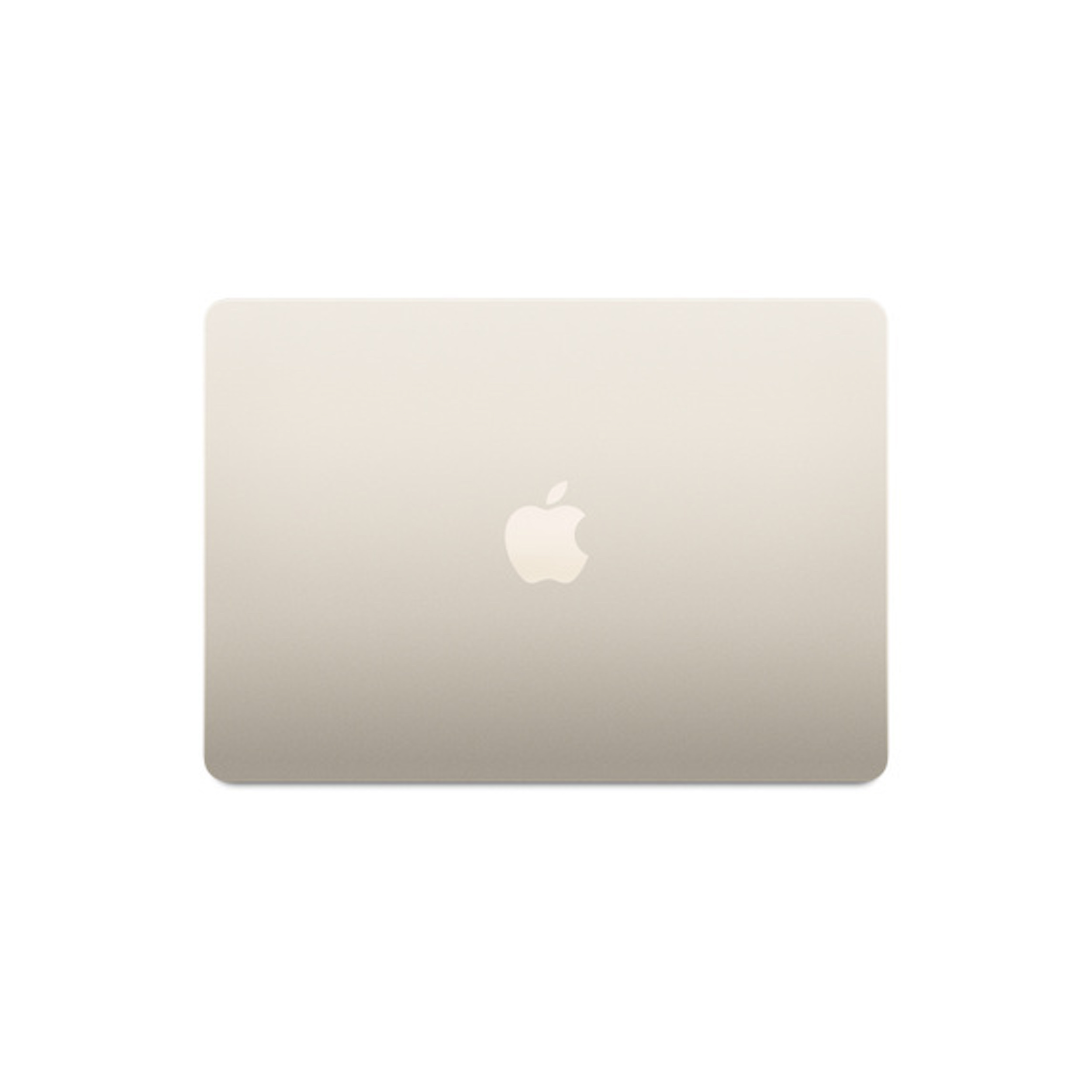 Portátil MacBook cerrado con el logotipo de Apple centrado en la tapa. Fondo blanco.