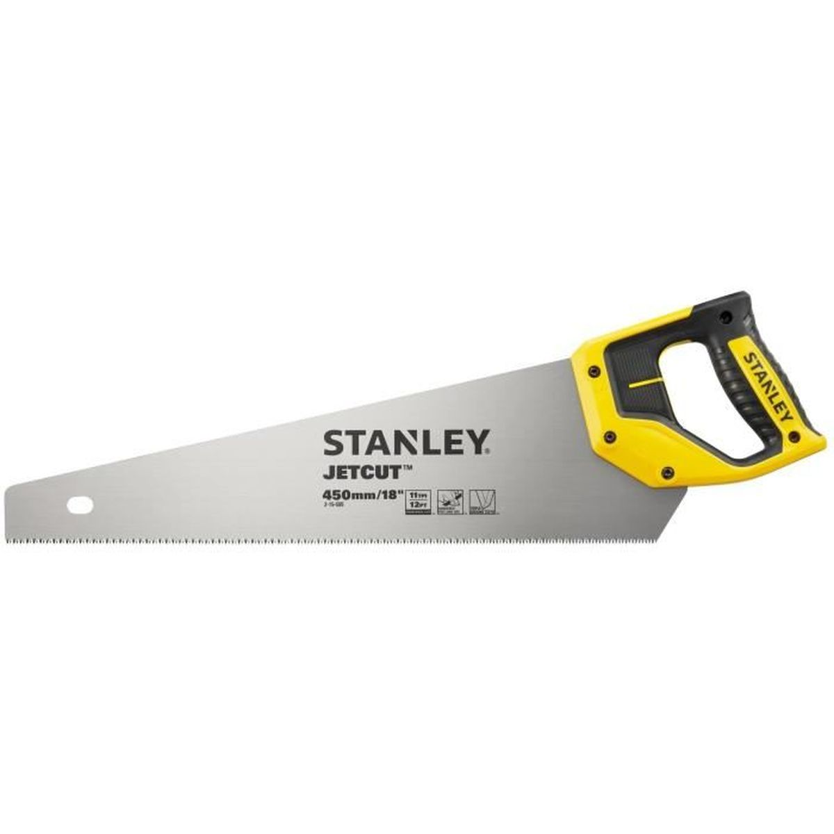 Stanley Jetcut 450mm/18" Säge mit gelb-schwarzem Griff.