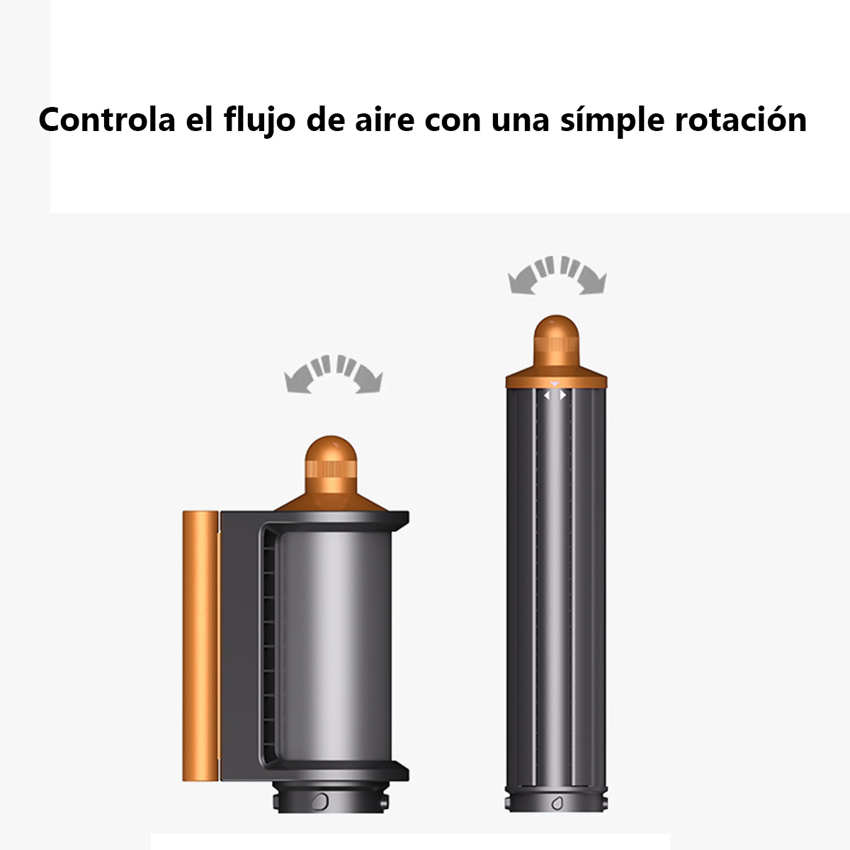 Due filtri d'aria cilindrici in diverse configurazioni e un testo che dice: Controlla il flusso d'aria.