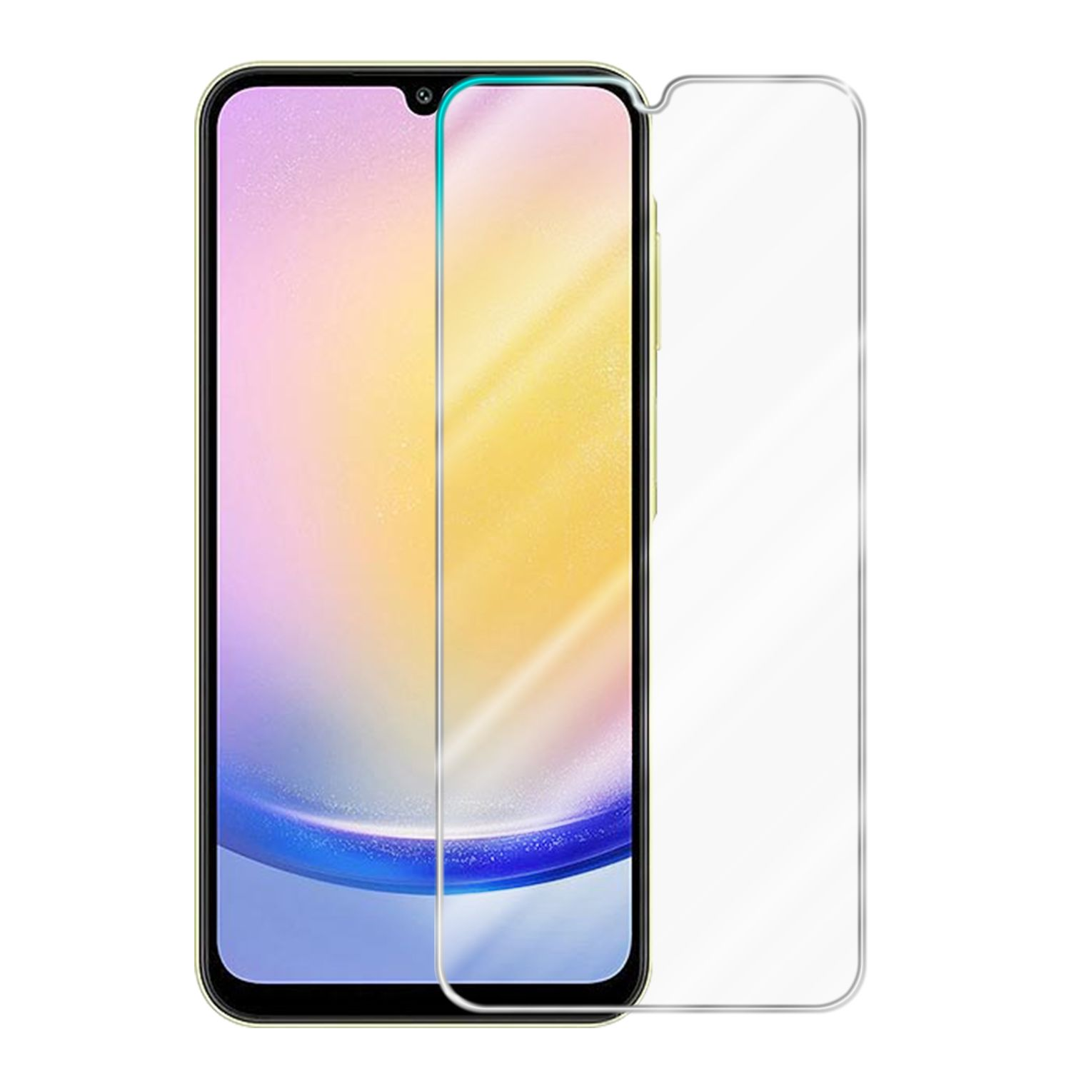 Un telefono con una protezione per lo schermo. Il proteggi schermo è trasparente. Il telefono è nero e ha uno schermo.