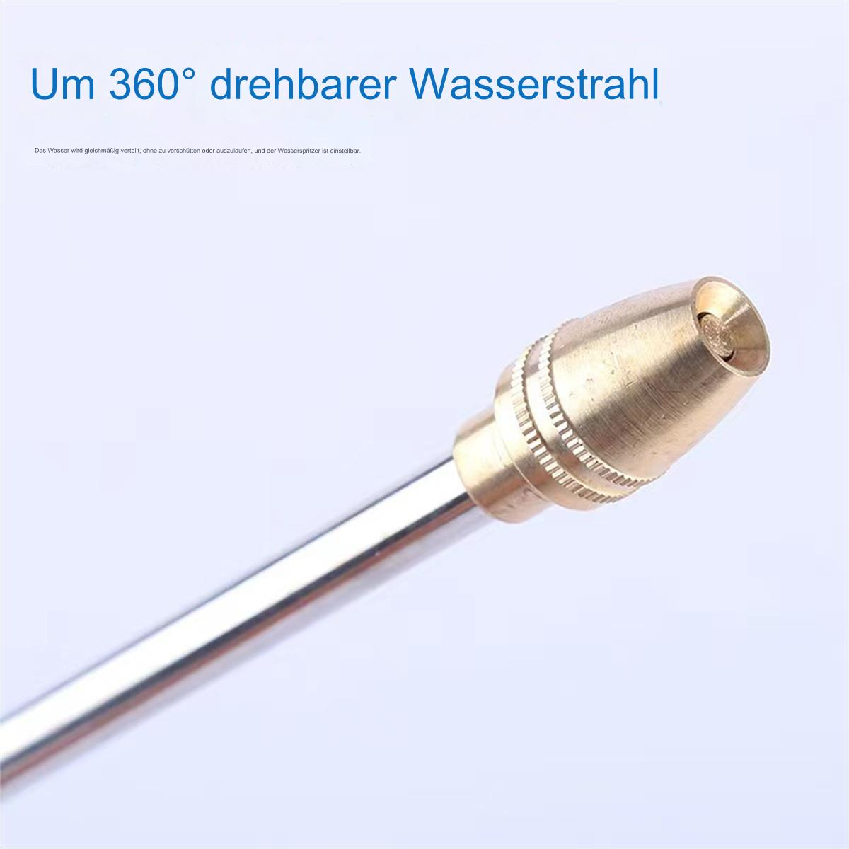 Nahaufnahme einer Messing-Sprühdüse mit einem silbernen Metallrohr, das nach rechts zeigt.