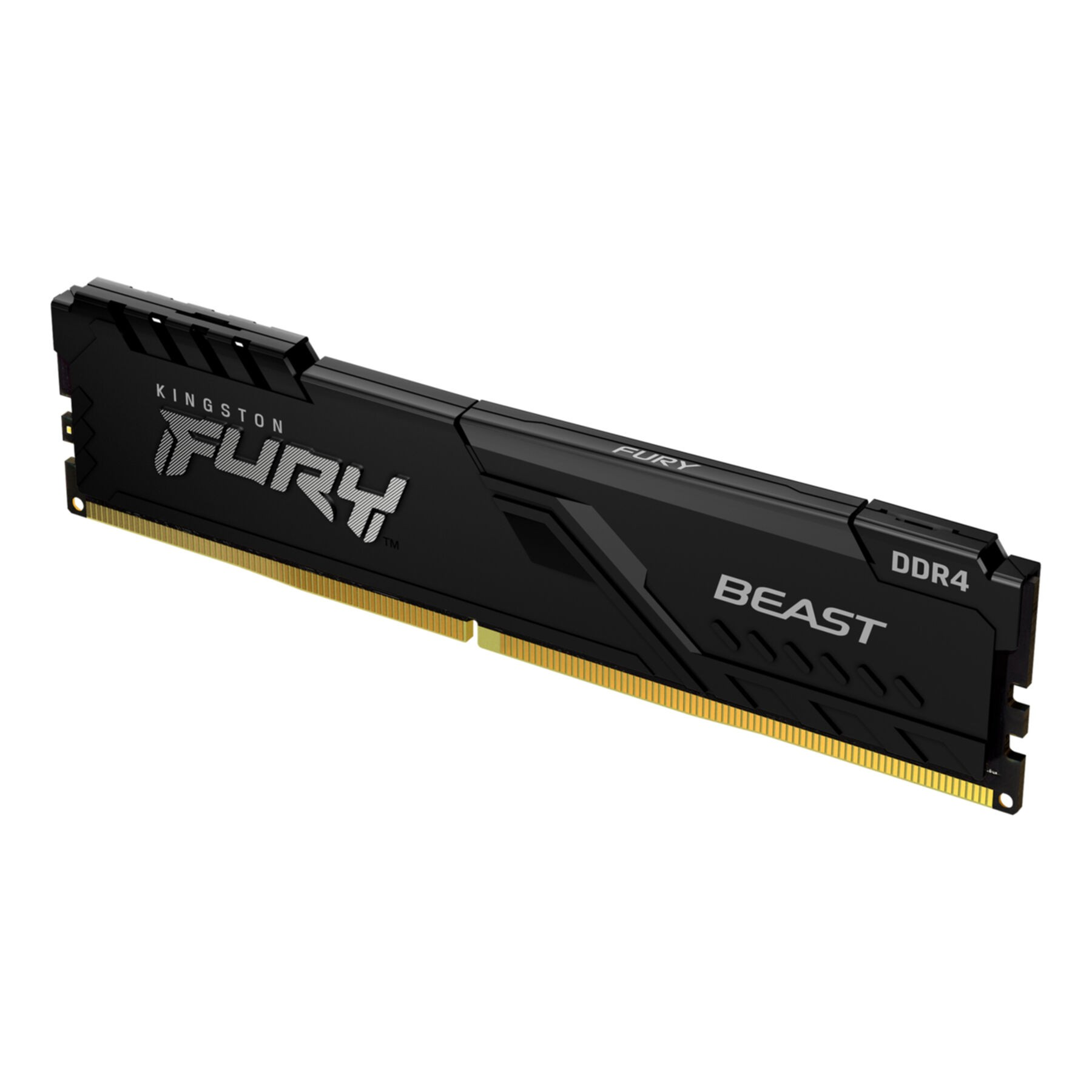Czarny moduł RAM DDR4 Kingston FURY Beast. Etykieta pokazuje markę i szczegóły modelu.