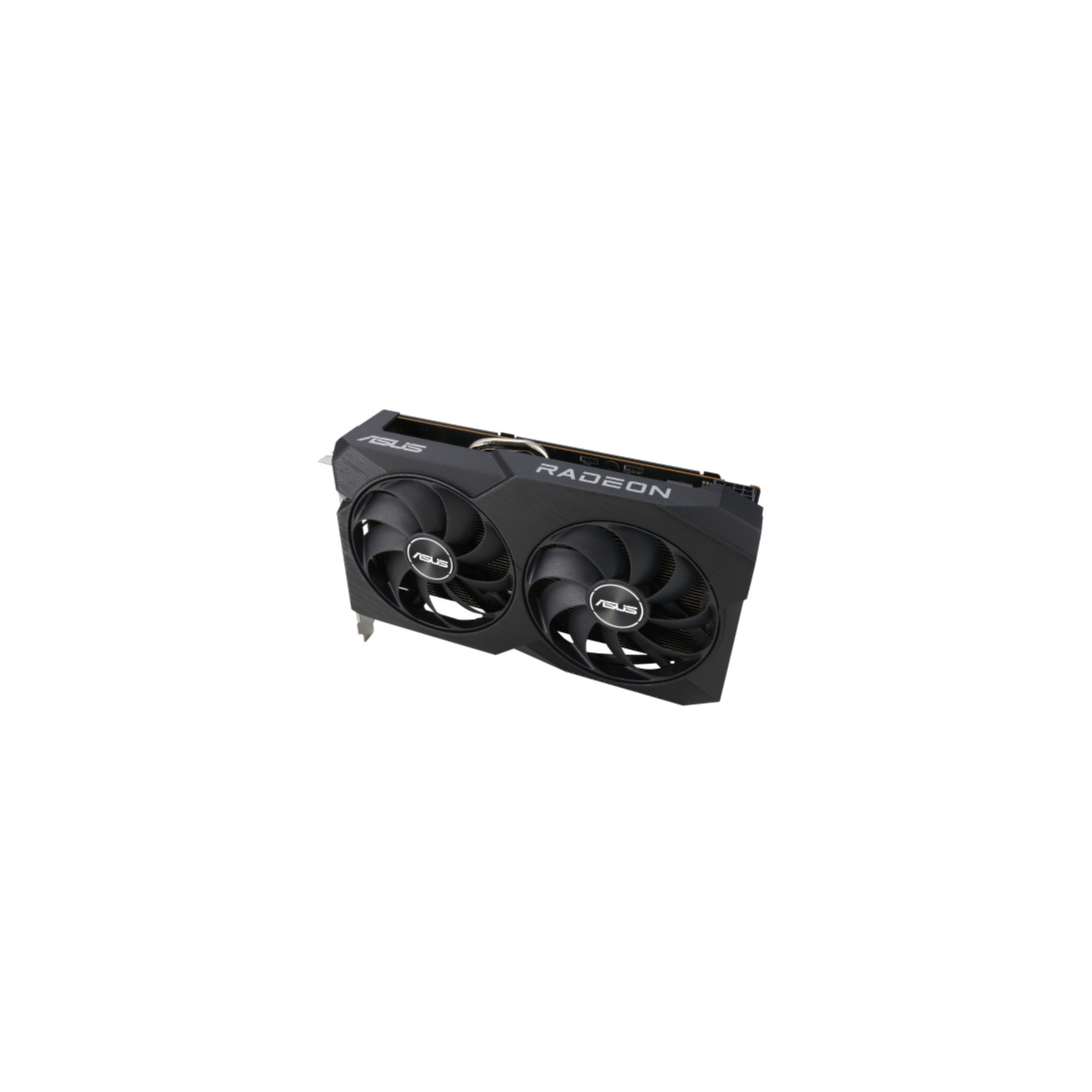 Scheda grafica ASUS Radeon nera con due ventole.