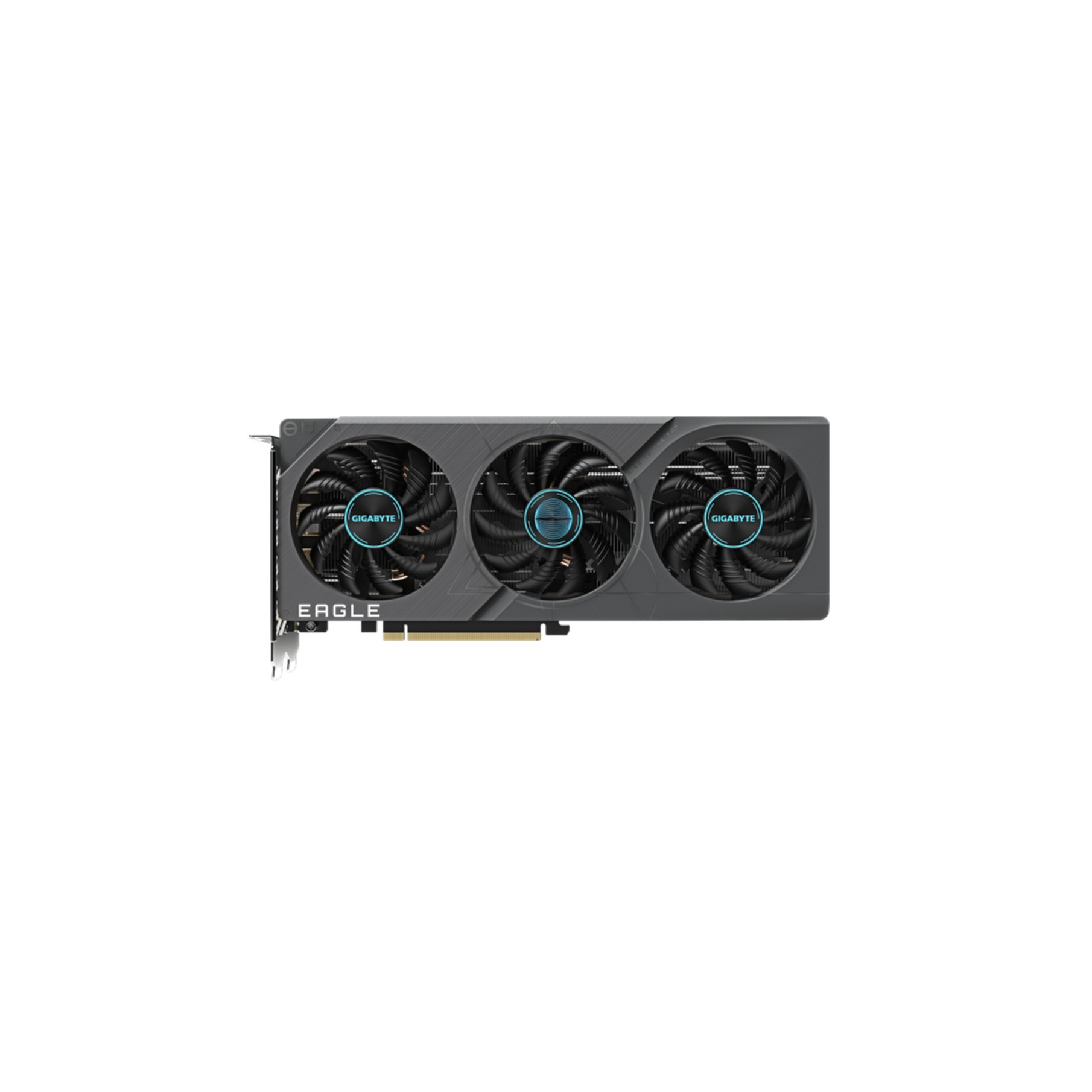 Una scheda grafica con tre ventole e il logo Gigabyte Eagle.