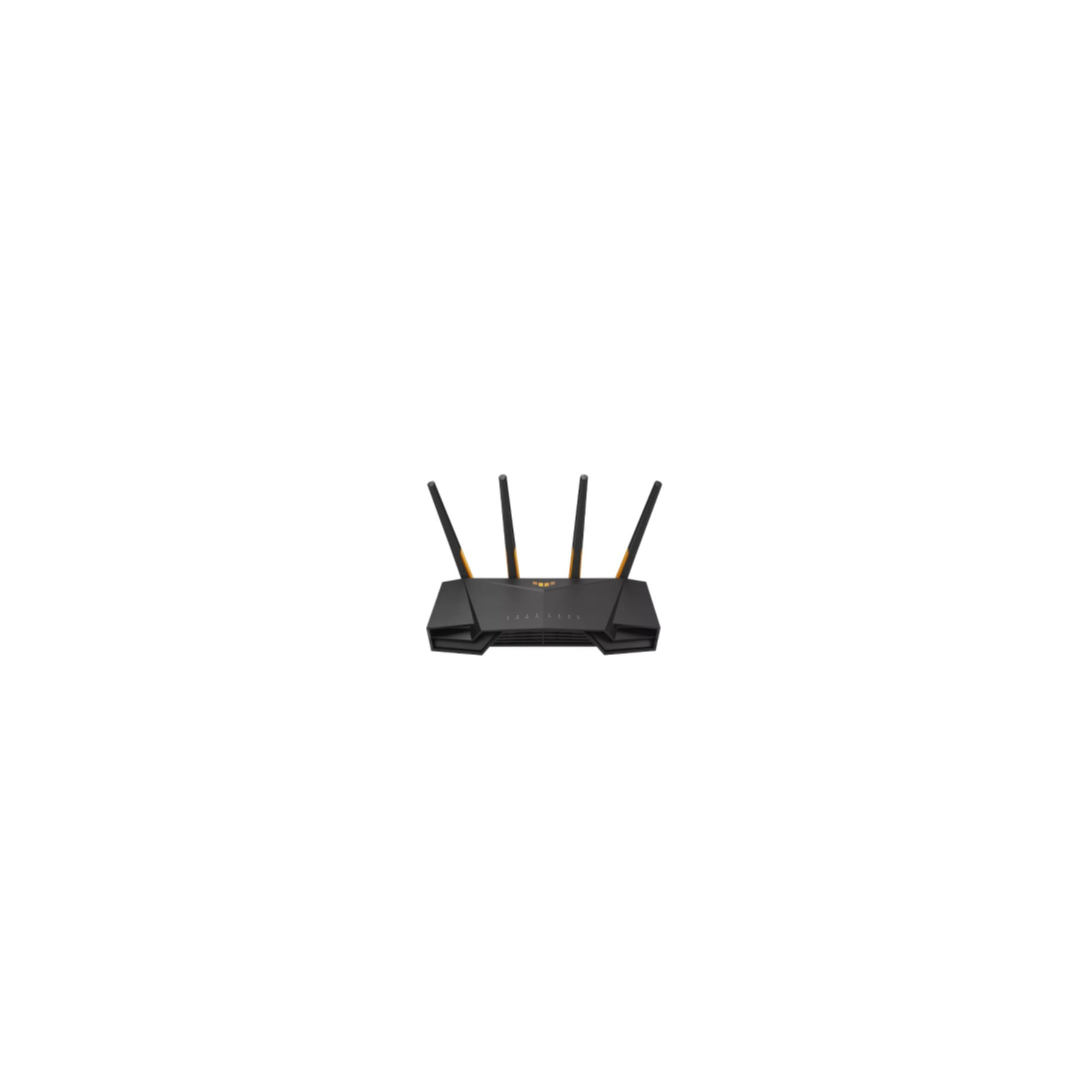 Un router su sfondo bianco, che mostra le antenne, con il logo