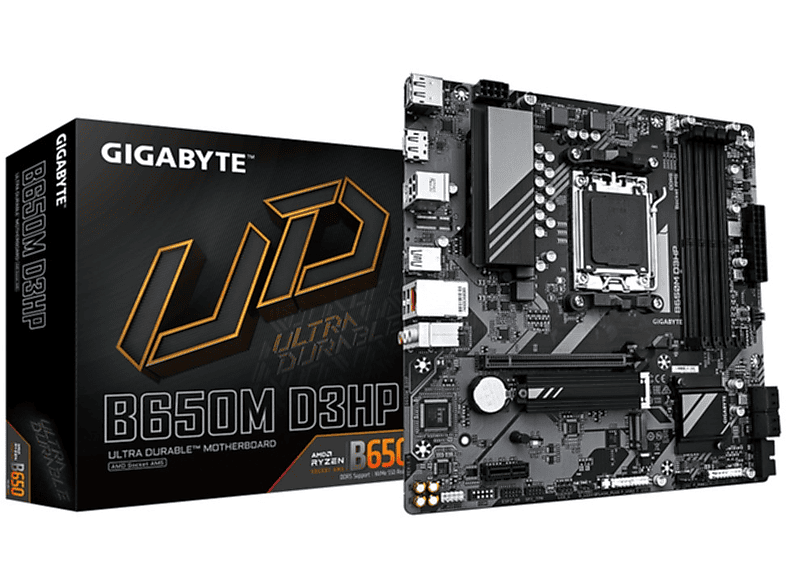 GIGABYTE B650M D3HP Mainboard - AMD Ryzen 9000er-Serie, 5+2+2 Phasen VRM, bis z Mainboard Mehrfarbig