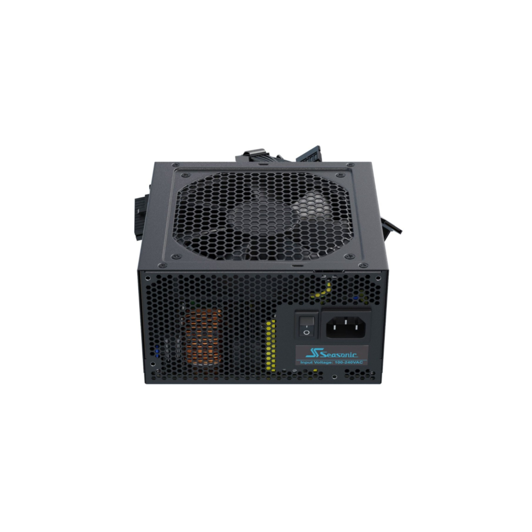 Voeding. Zwart met ventilator en tekst. Witte achtergrond.
