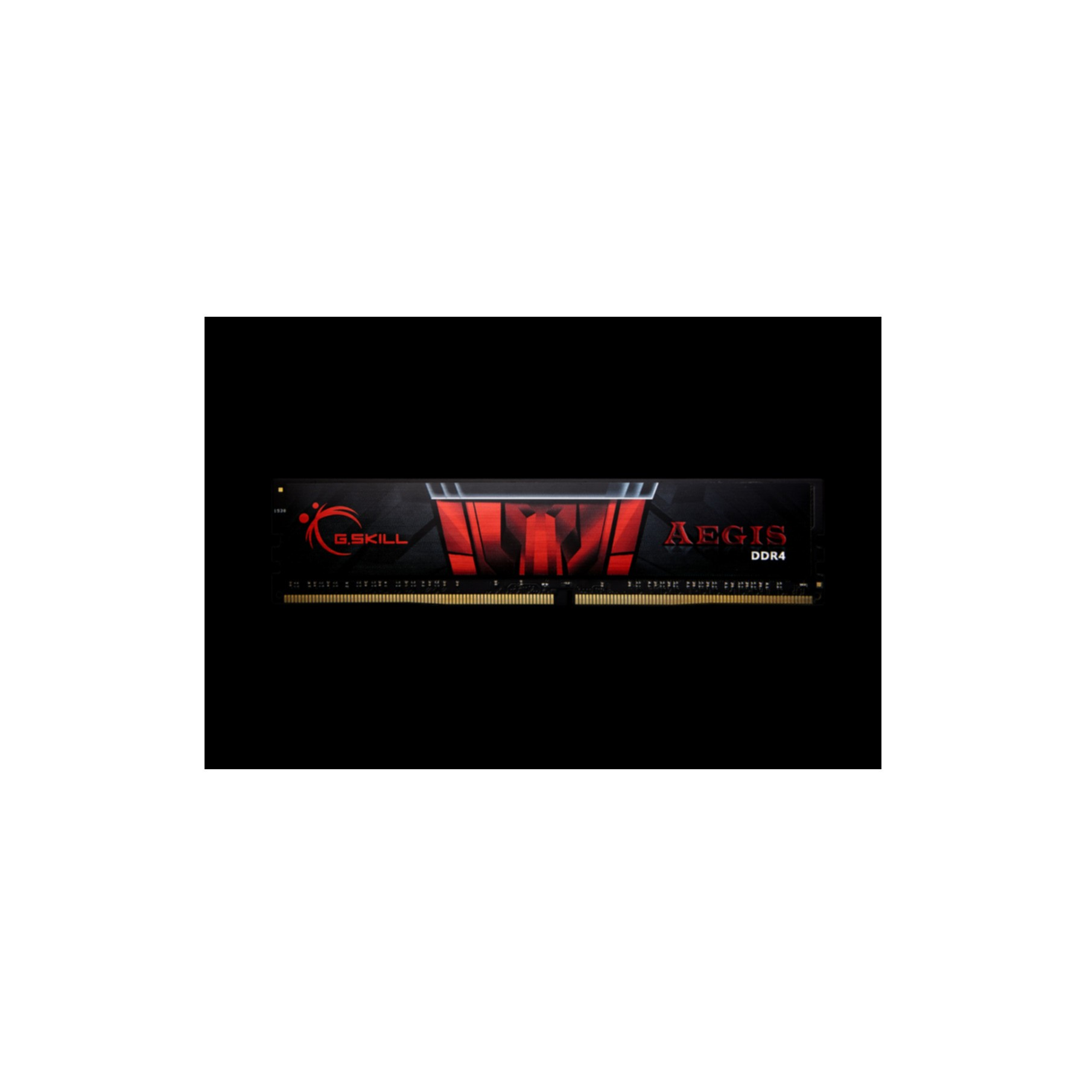 Czarny moduł RAM z czerwono-czarnym wzorem, z etykietą G.Skill Aegis DDR4.