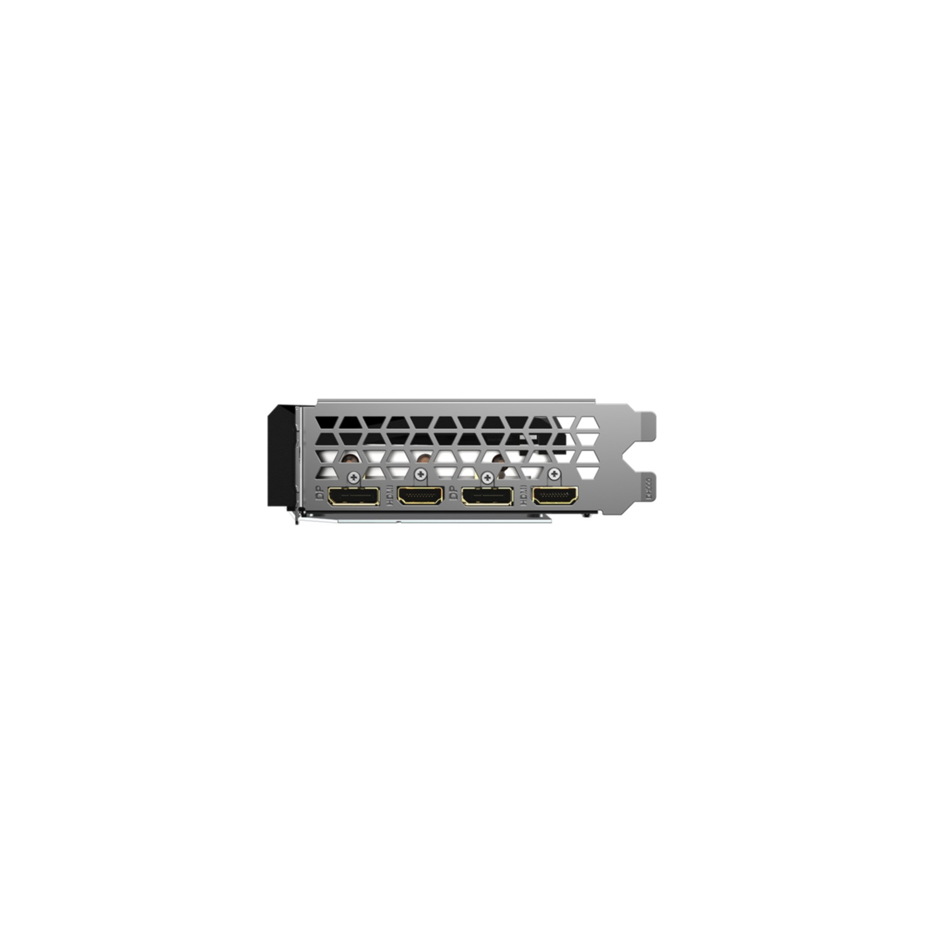 Eine silberne Grafikkarte mit mehreren HDMI-Anschlüssen.