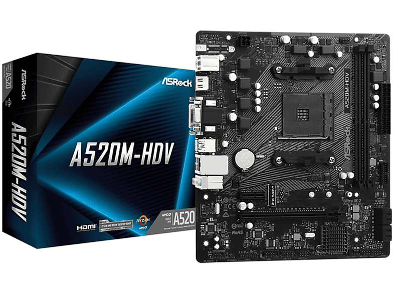 ASROCK A520M-HDV Mainboard Mehrfarbig