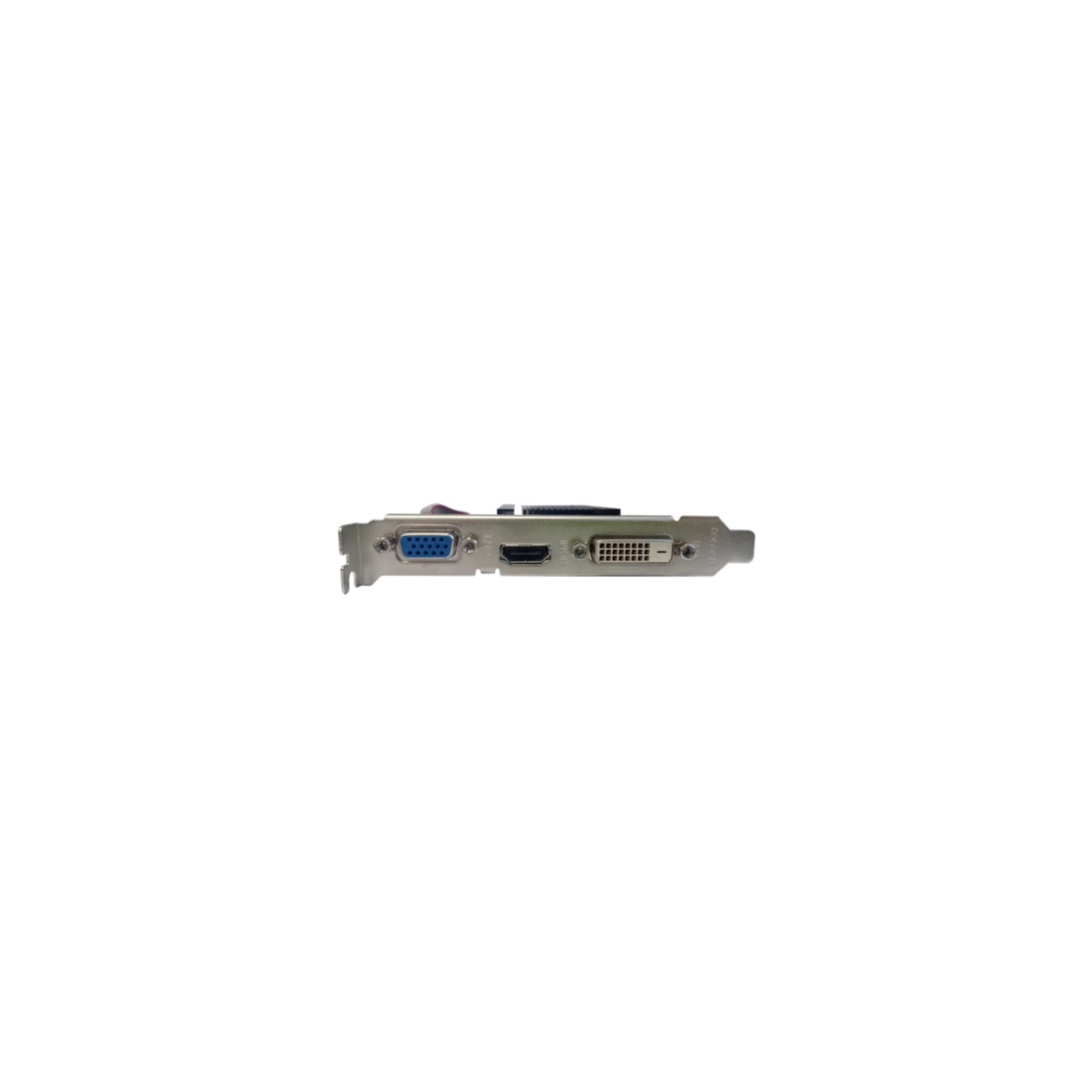 Una scheda video con varie porte, tra cui VGA, HDMI e DVI.