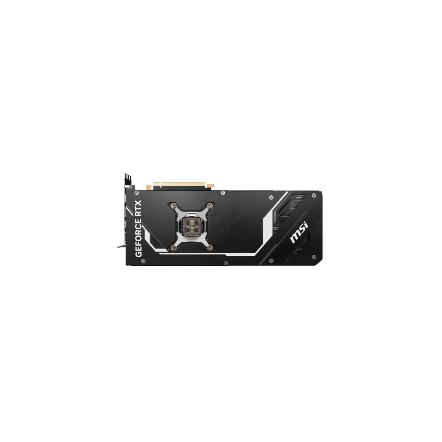 Una scheda video in bianco e nero con logo MSI GeForce RTX.