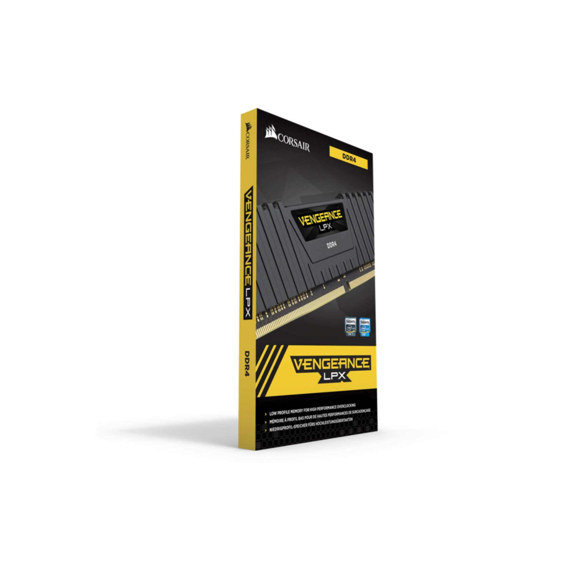 RAM-Speichermodul. Gelbe und schwarze Verpackung.