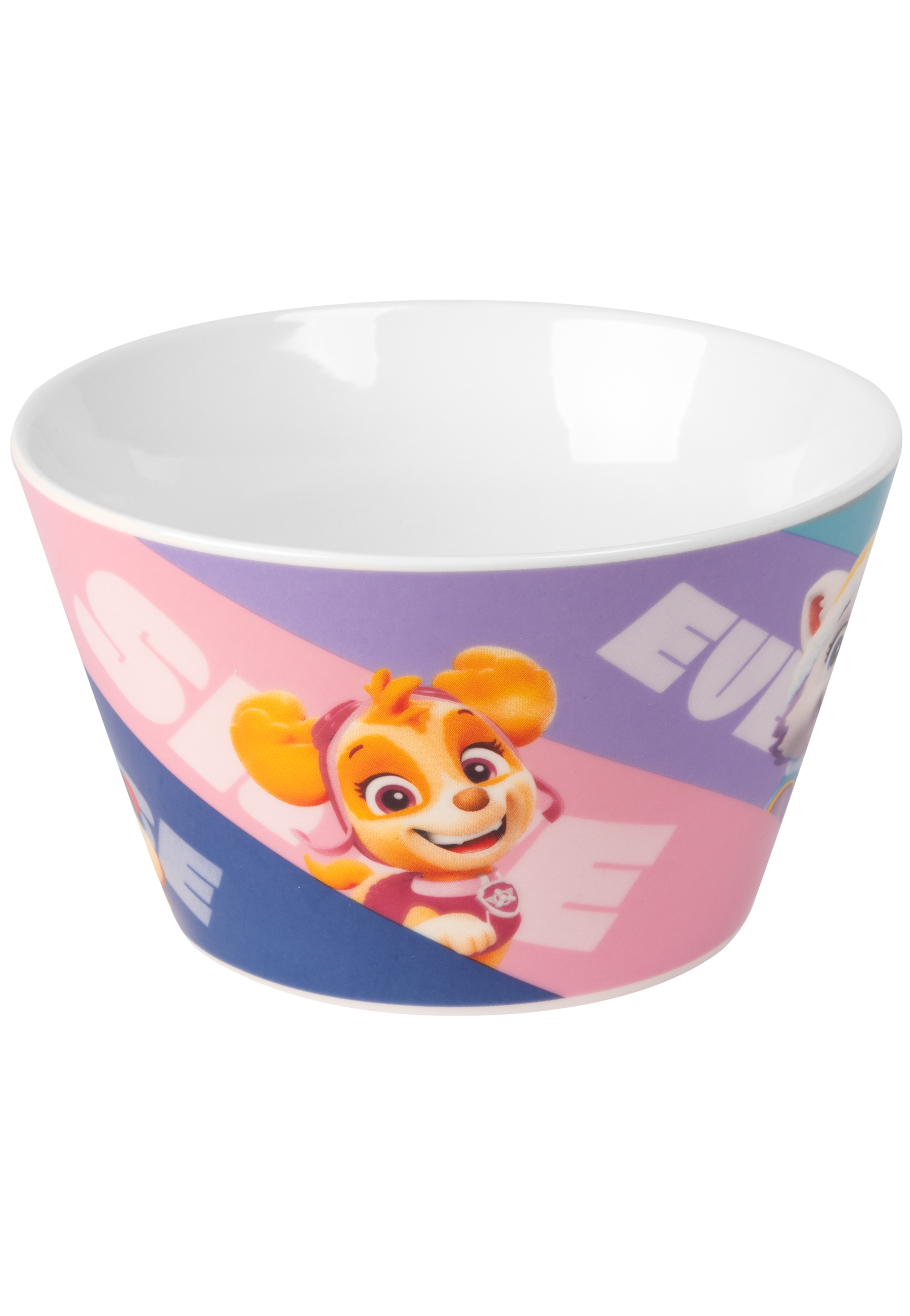 Schüssel mit Paw Patrol-Design, farbenfrohen Grafiken und weißem Innenraum.