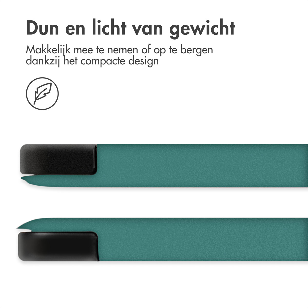 Two green cases, thin and lightweight, with a leaf icon.