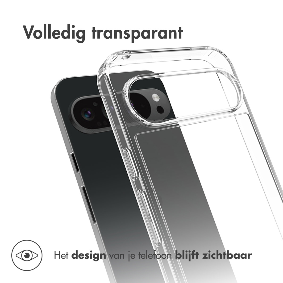 Custodia trasparente per telefono su un telefono. La custodia è trasparente.