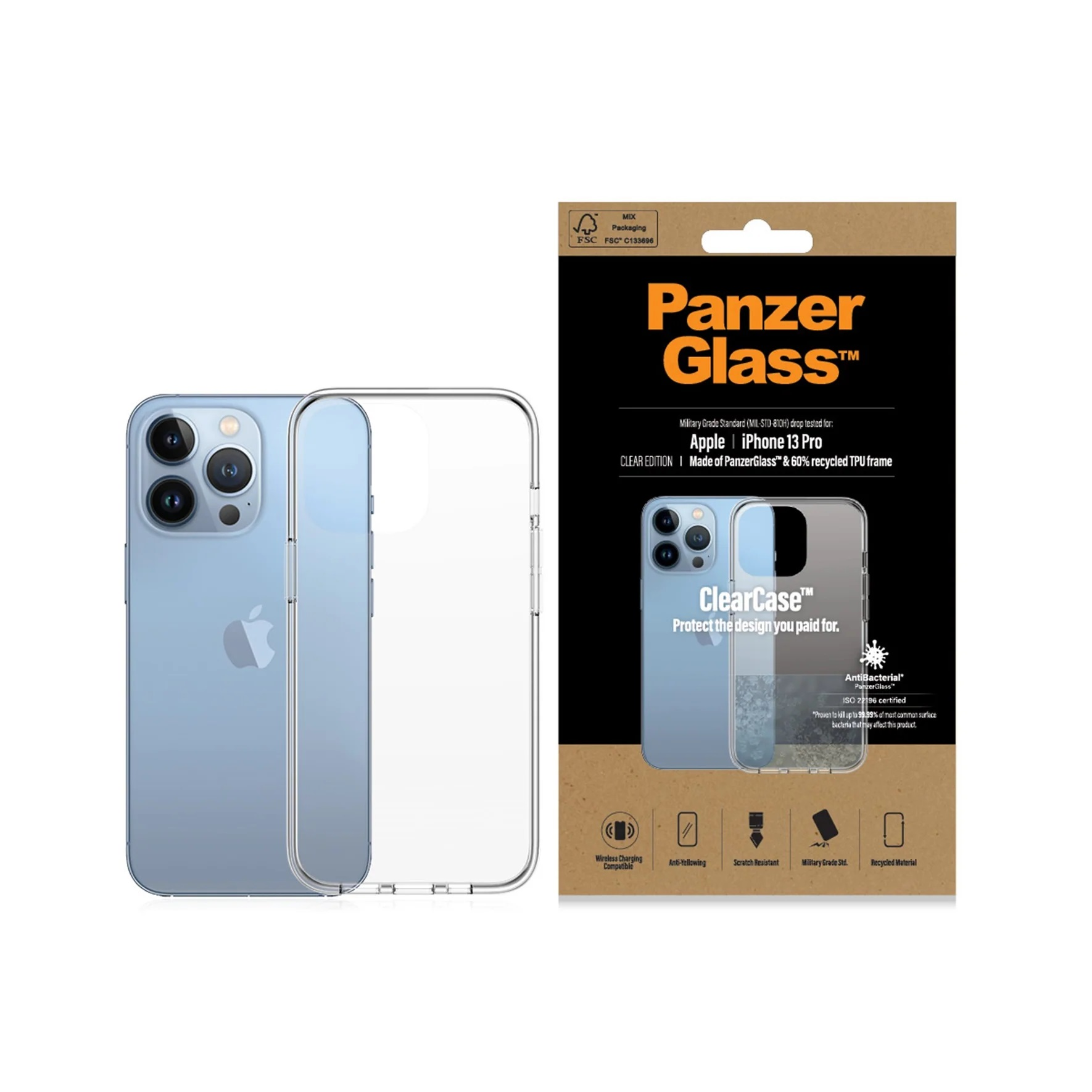 PANZERGLASS Clear Case, Backcover, Apple, iPhone 13 Pro, Transparent