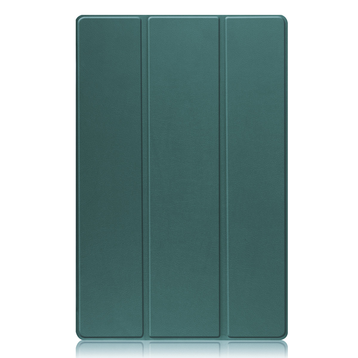 Étui de tablette sarcelle fermé avec des lignes verticales.