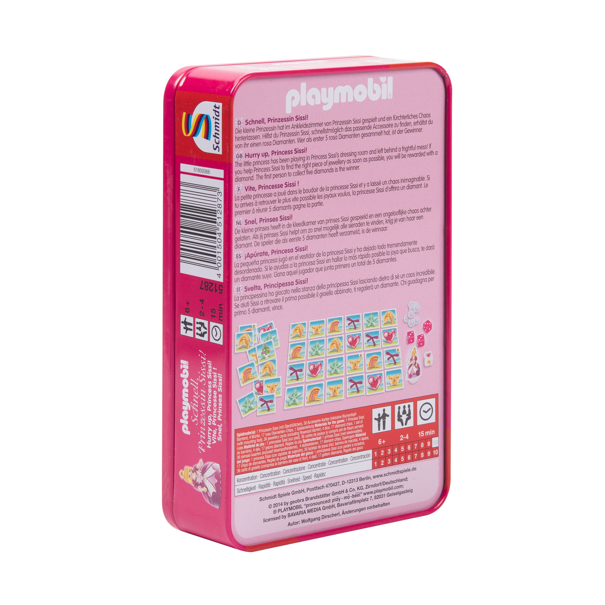 Eine Playmobil Prinzessin Sissi Spielbox. Sie zeigt das Design der Box und Spieldetails. Der Hintergrund ist weiß.