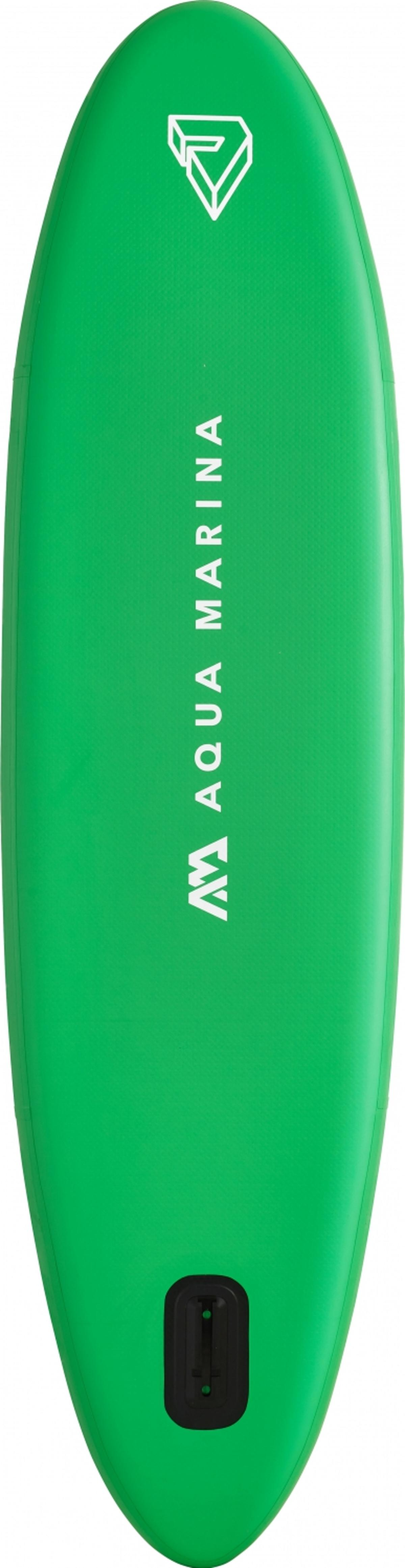 Ein grünes Stand-Up-Paddleboard mit dem Aqua Marina Logo.