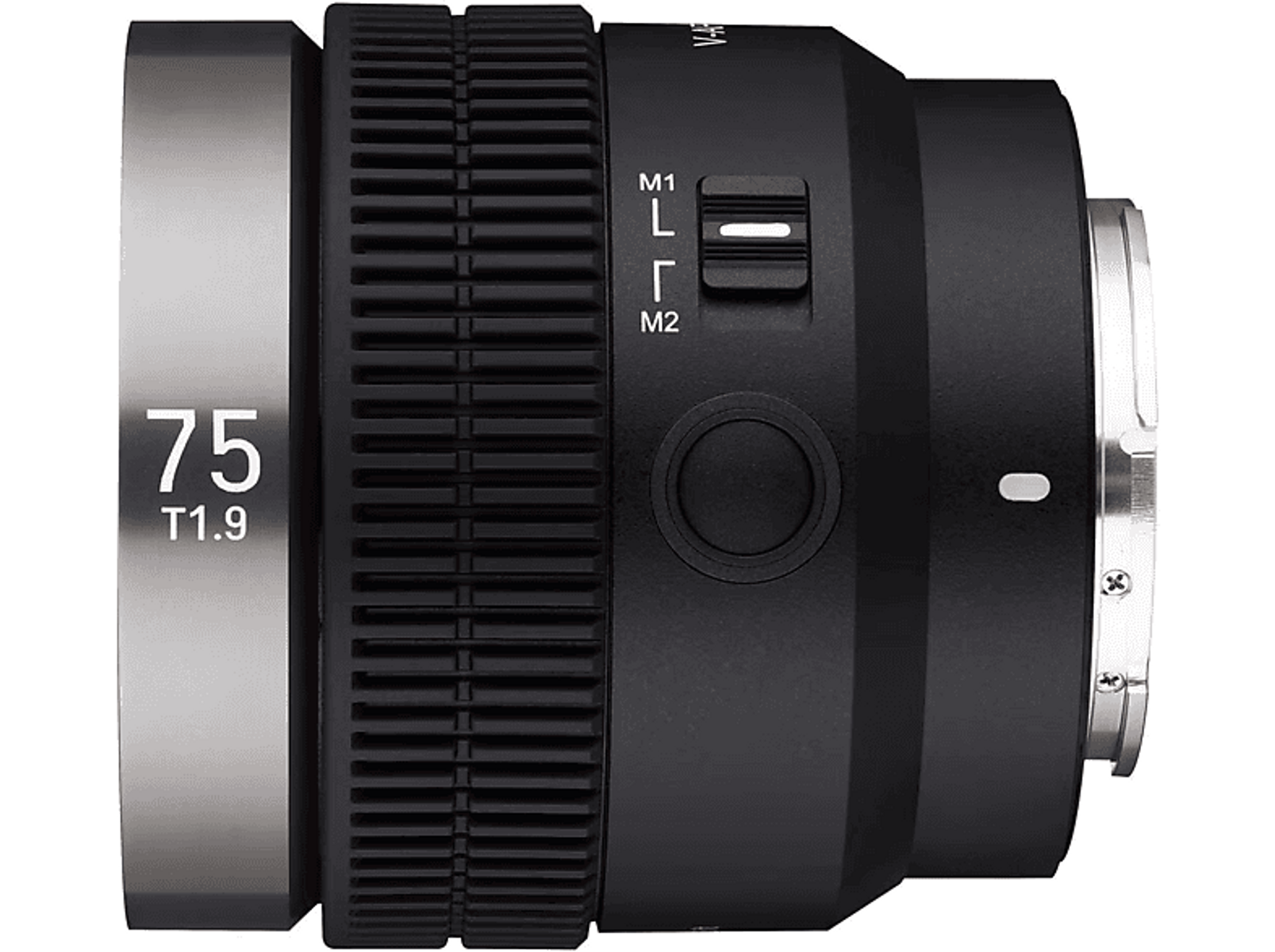 Zbliżenie czarnego i srebrnego obiektywu aparatu z ustawieniami i numerami.