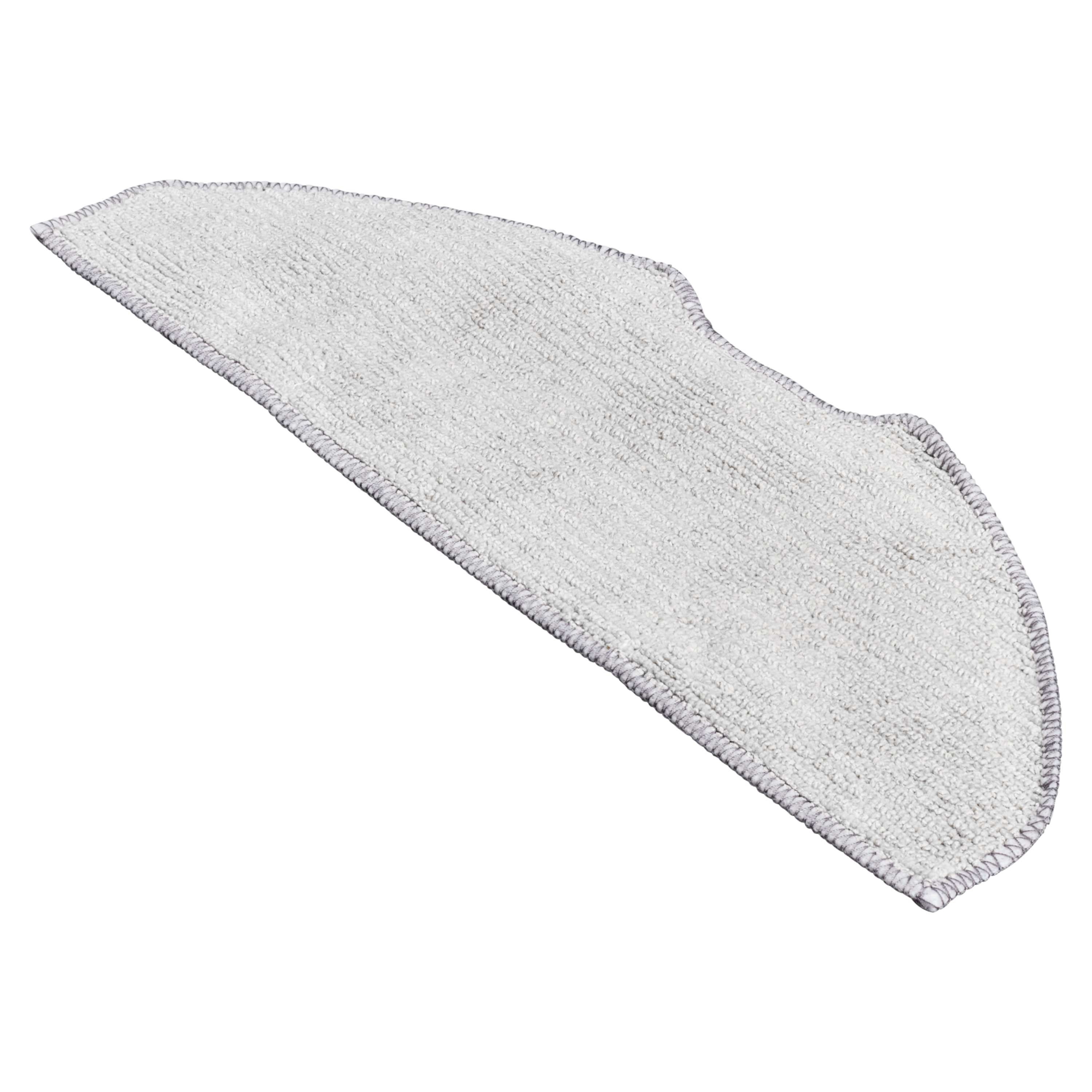 Een witte, rechthoekige dweilpad met een grijze rand, geïsoleerd op een witte achtergrond.