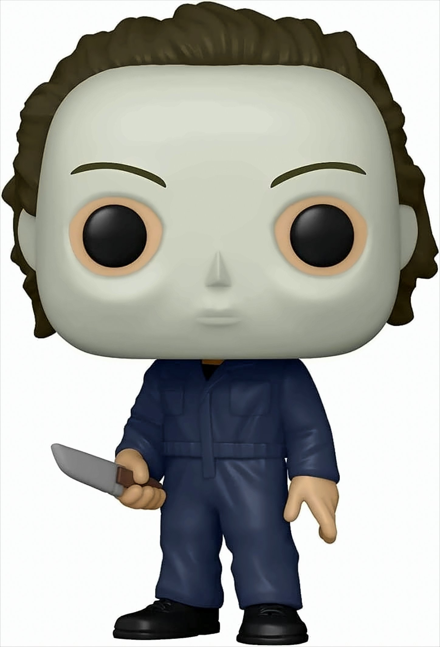 Eine Funko Pop Figur von Michael Myers aus Halloween, mit Maske und Messer.