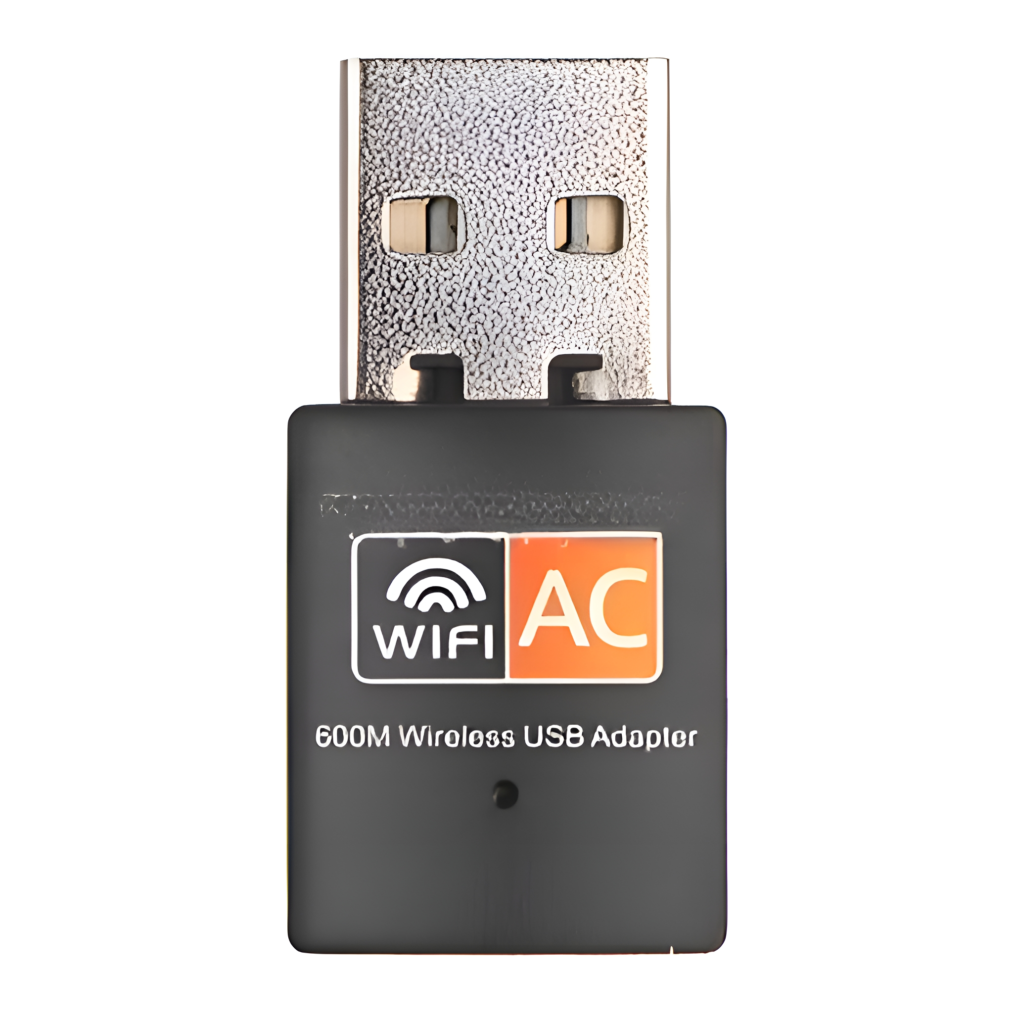 Ein schwarzer USB-WLAN-Adapter mit 'WIFI AC' und '600M Wireless USB Adapter' bedruckt.