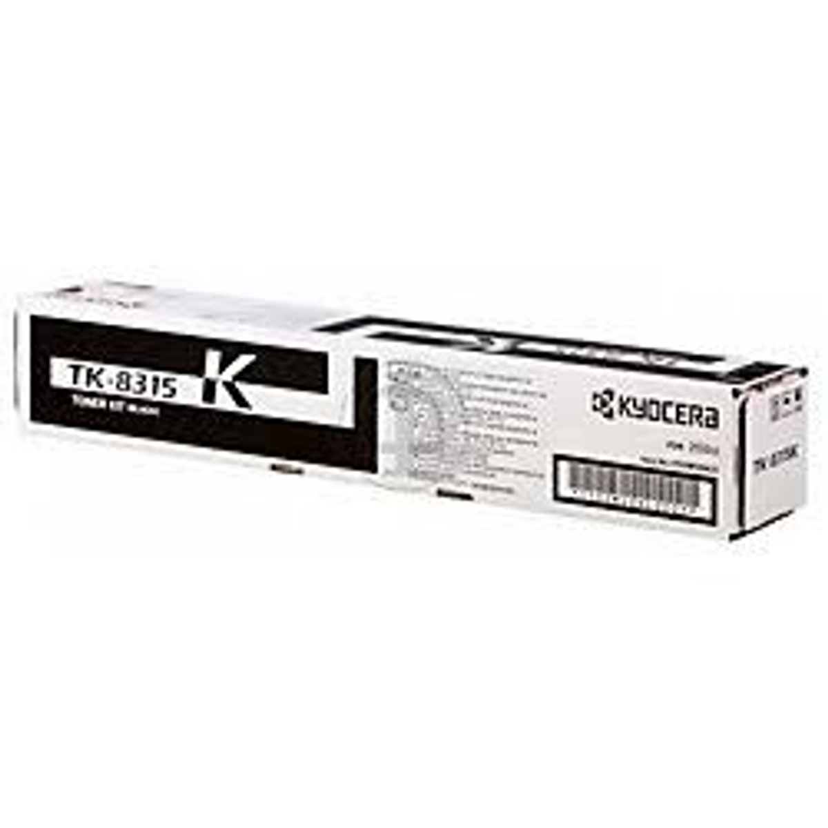 Kyocera TK-8315 tonercartridge doos. Wit en zwart, met productdetails en Kyocera logo.