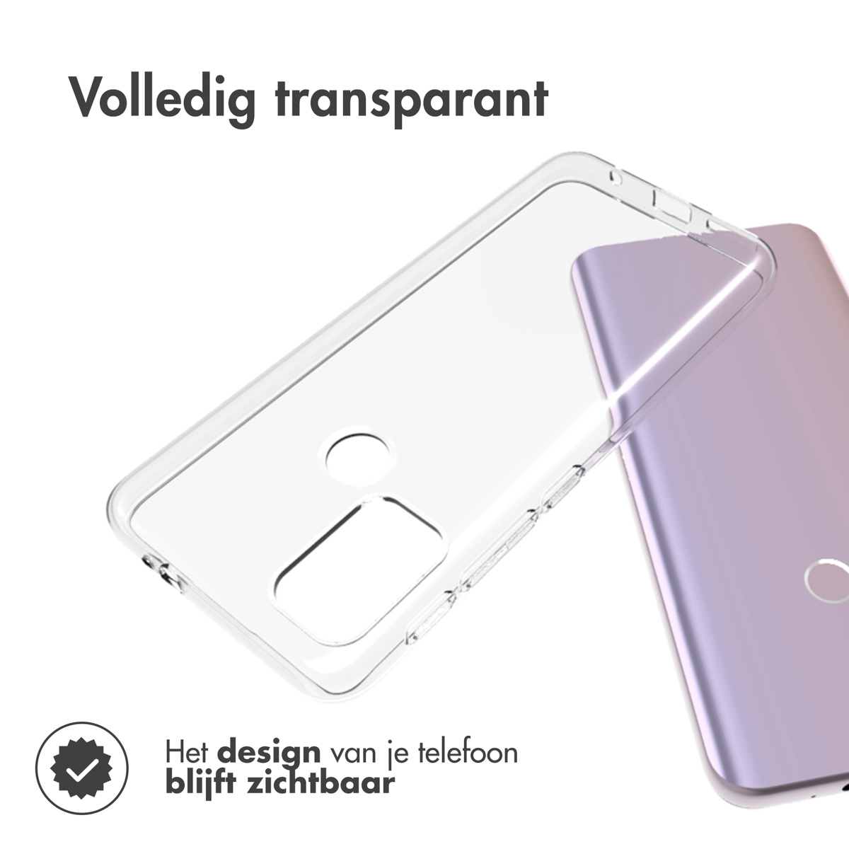 Un telefono con una custodia trasparente, che mostra il design del telefono.