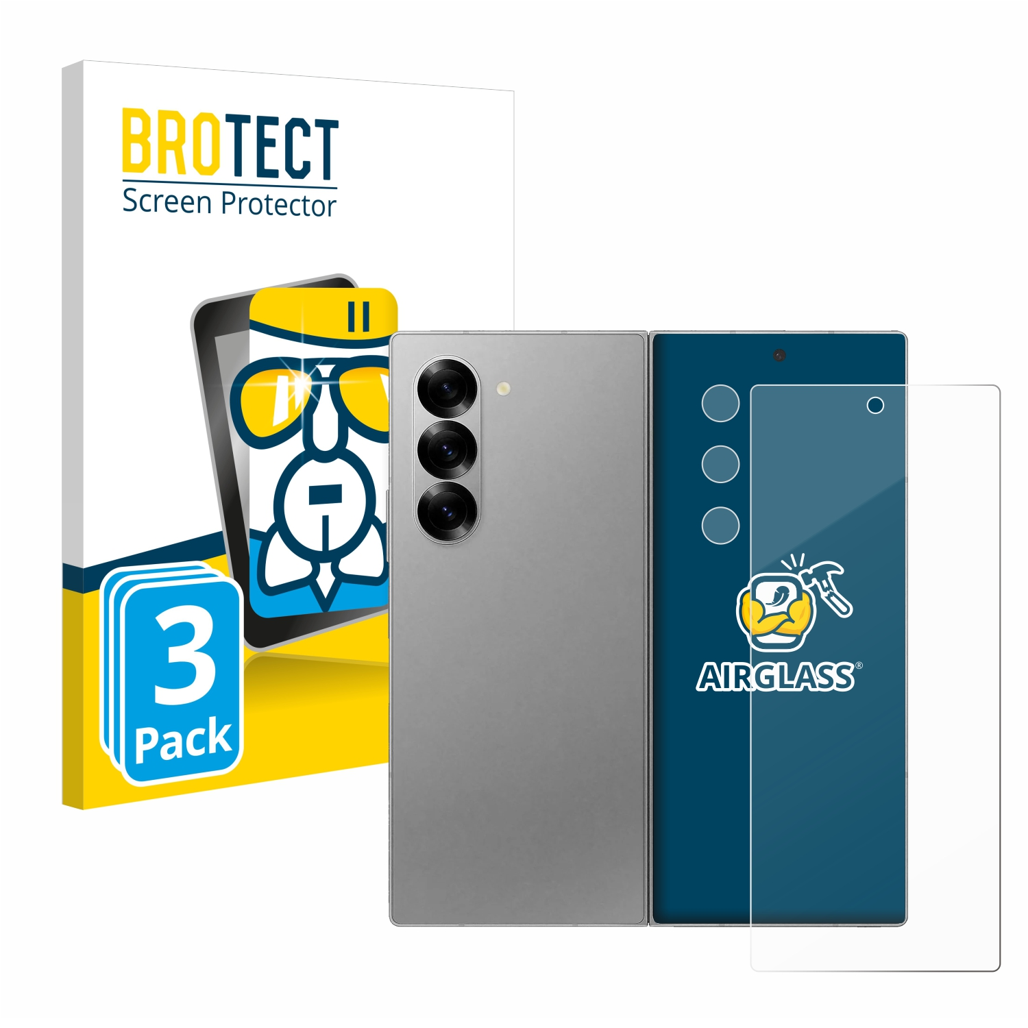 BROTECT 3x Schutzglas Panzer Folie Glas Klar Schutzfolie (für
