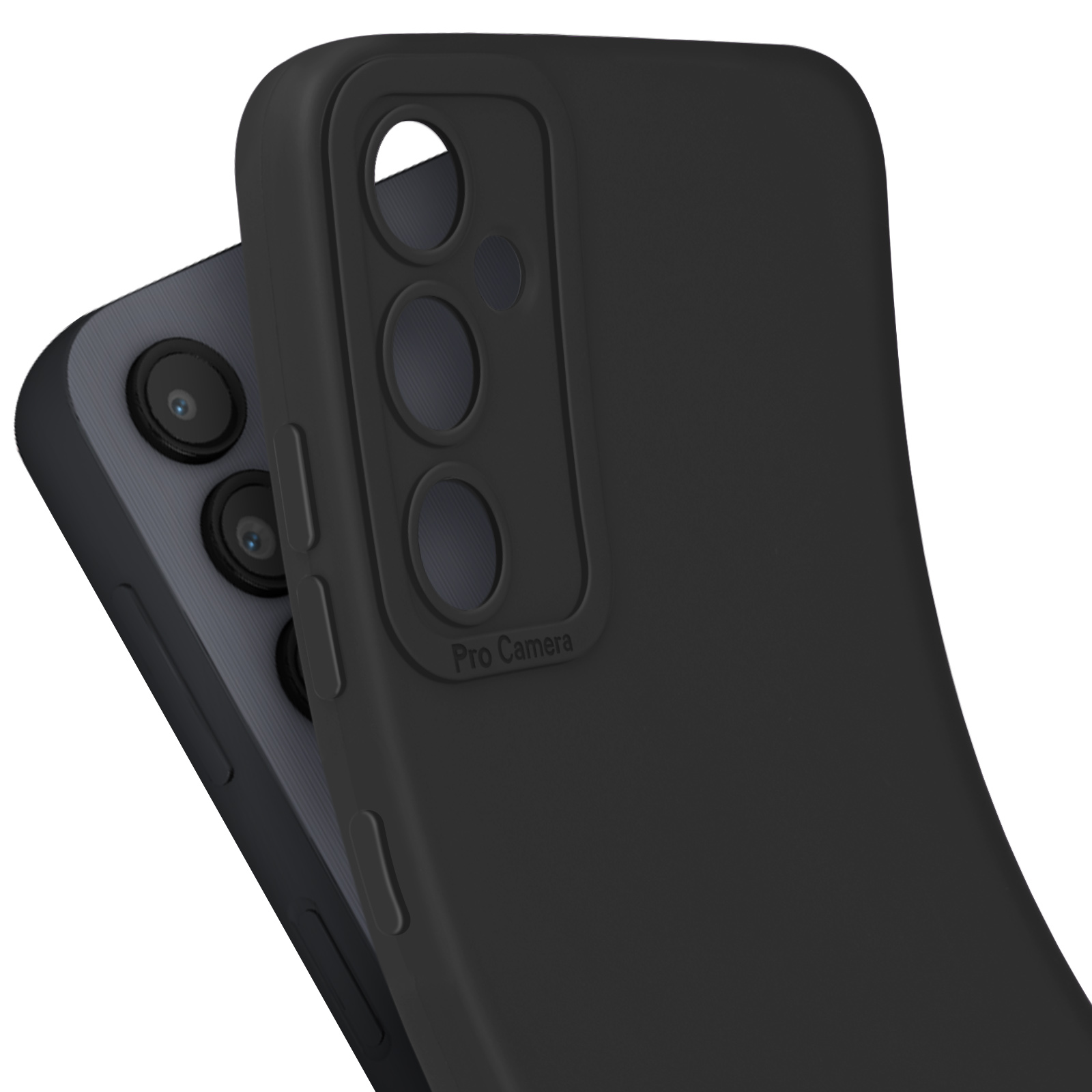 Una custodia nera per telefono con un rigonfiamento per la fotocamera.
