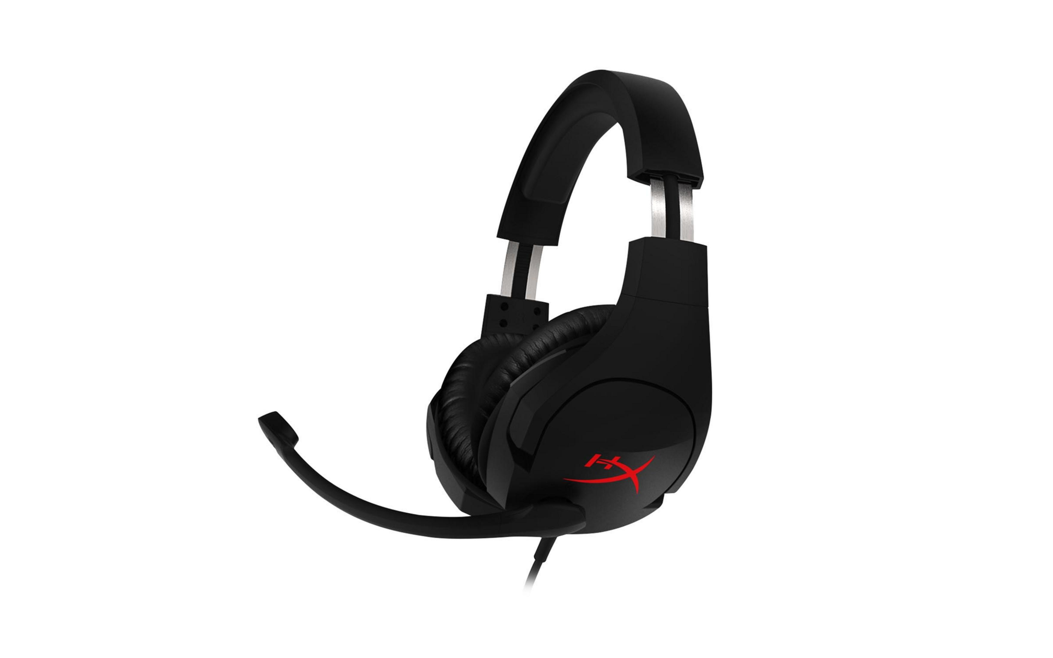 Cuffie da gioco HyperX nere con microfono, su sfondo bianco.