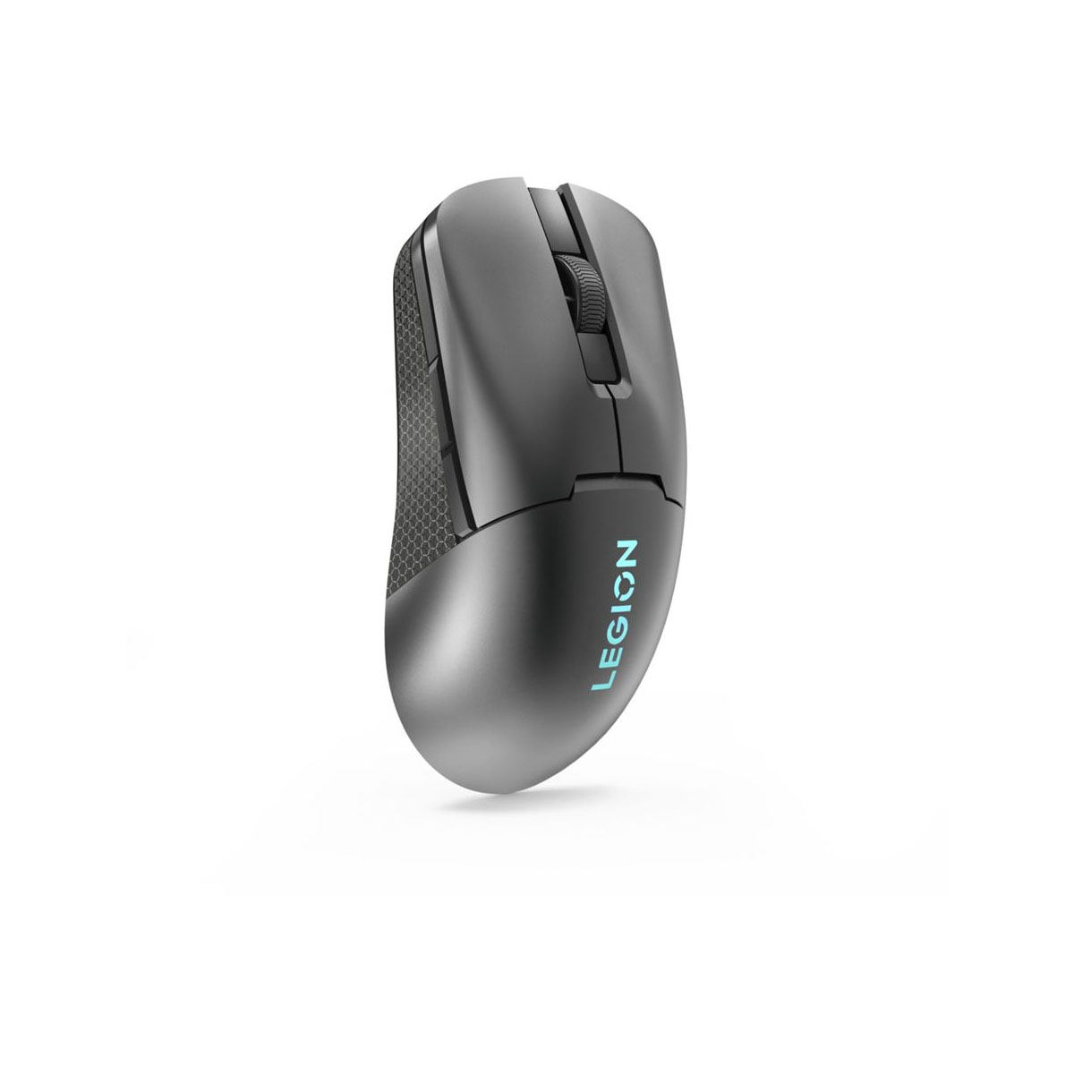 Czarna mysz do gier Legion, o eleganckim, ergonomicznym designie i logo Legion.