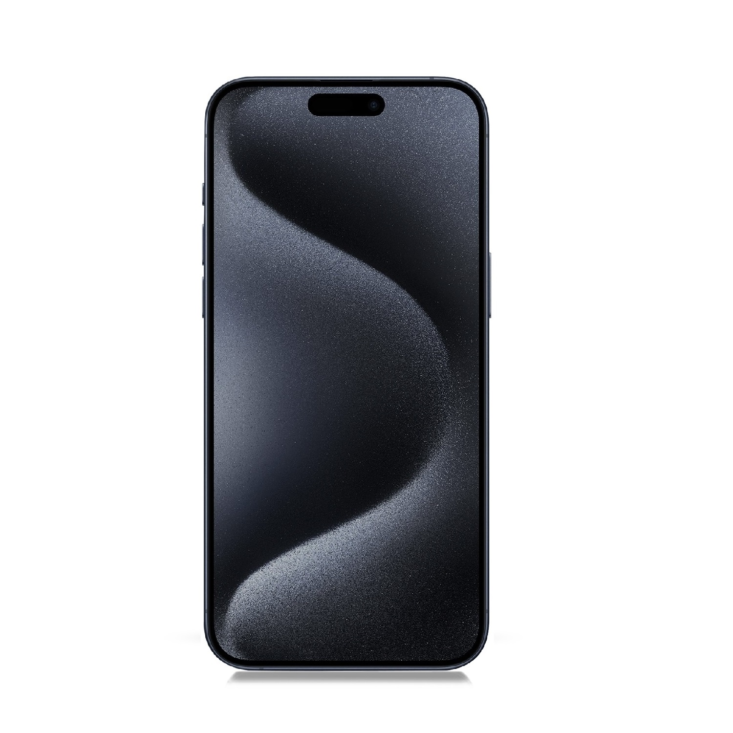 Ein schwarzes Telefon mit einem wellenförmigen Design auf seiner Oberfläche, auf weißem Hintergrund.