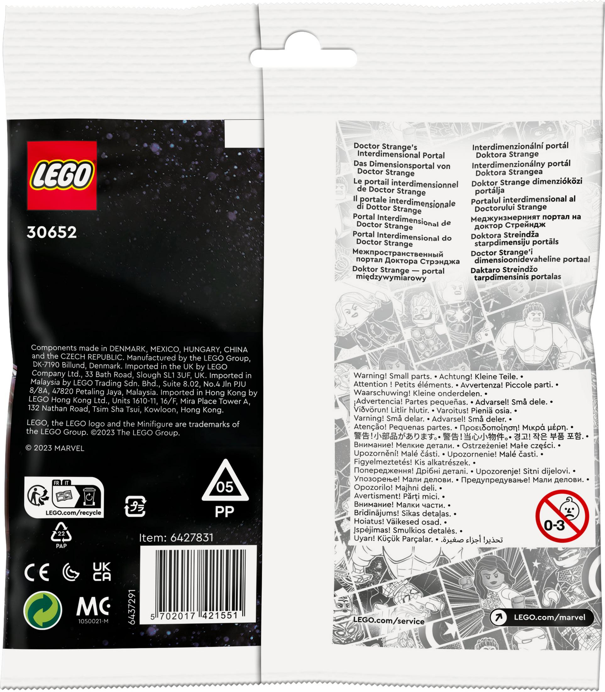 LEGO Doctor Strange set verpakking. Bevat kleine onderdelen, leeftijd 0-3.
