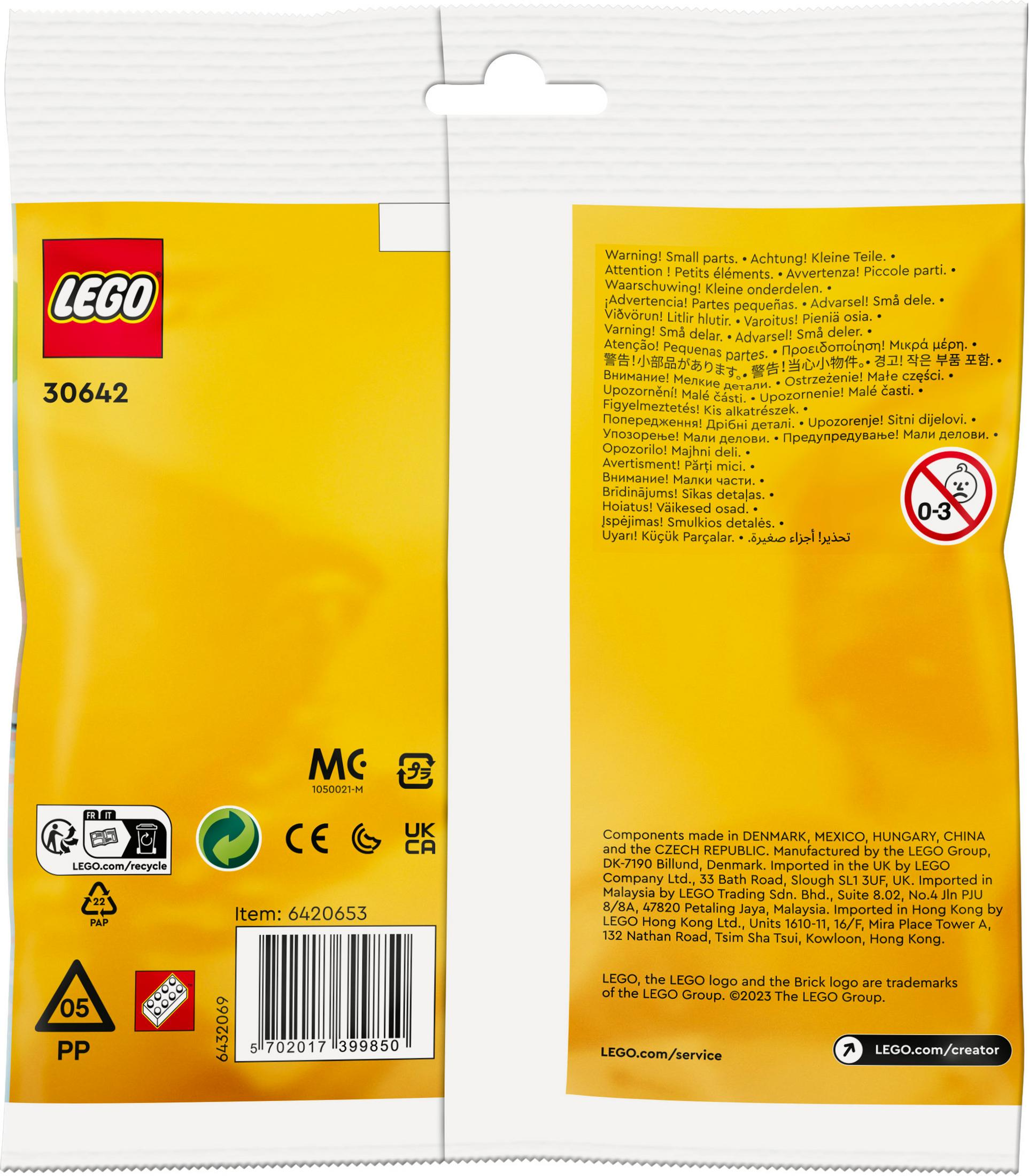 Confezione giocattolo LEGO City con avvertenze e info riciclo.