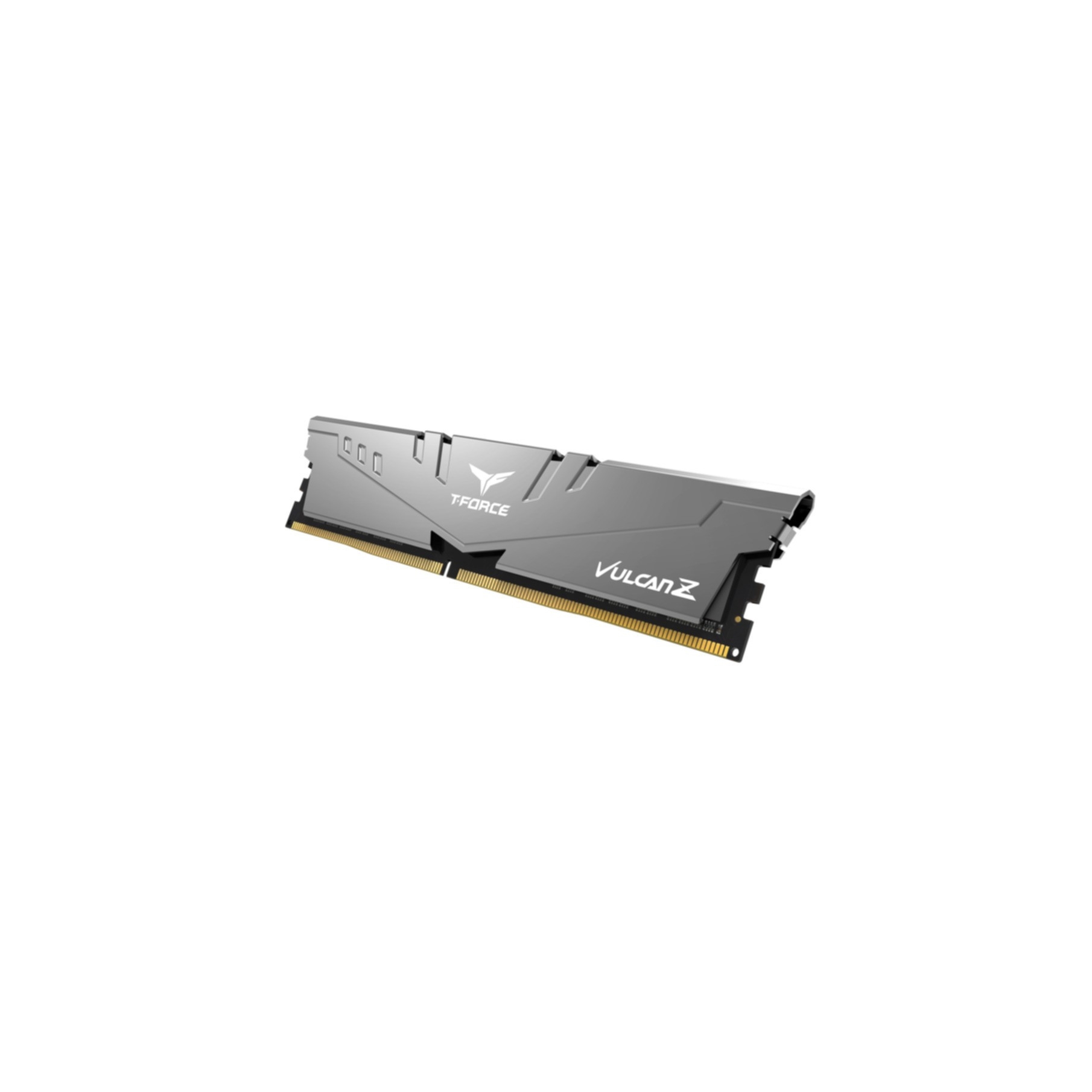 Un modulo di memoria DDR4 T-FORCE VULCAN Z argento su sfondo bianco.