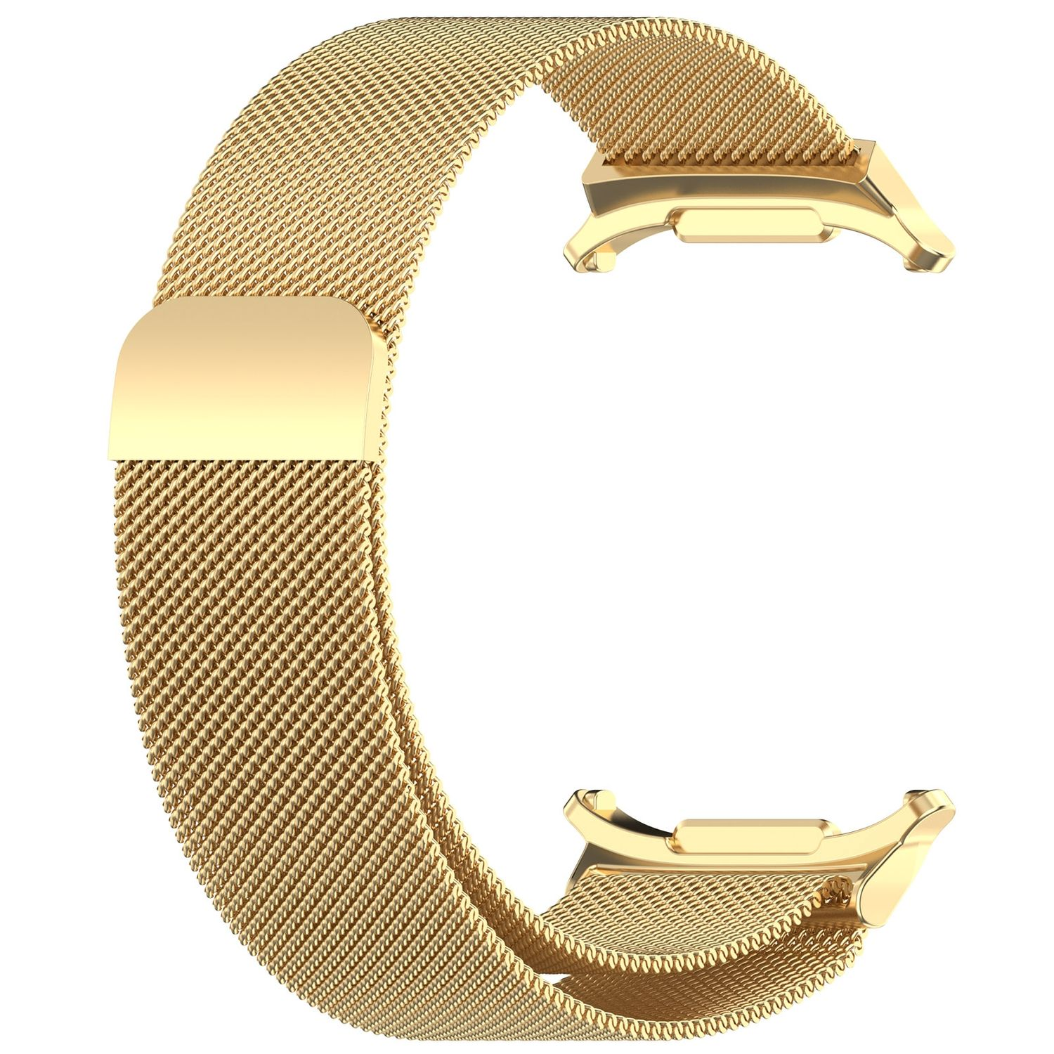 Goldenes Mesh-Uhrenarmband mit Verschluss.