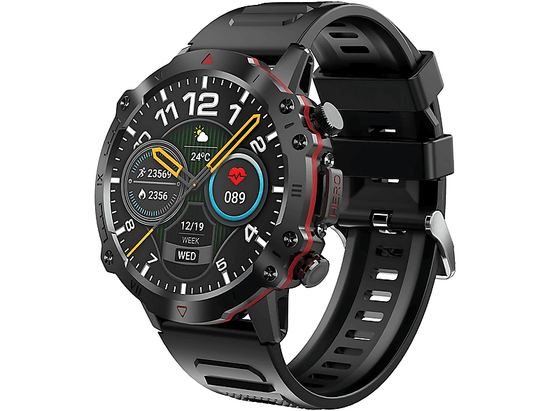 MANIKE D12 Smartwatch Alloy Silikon, 200mm, Schwarz