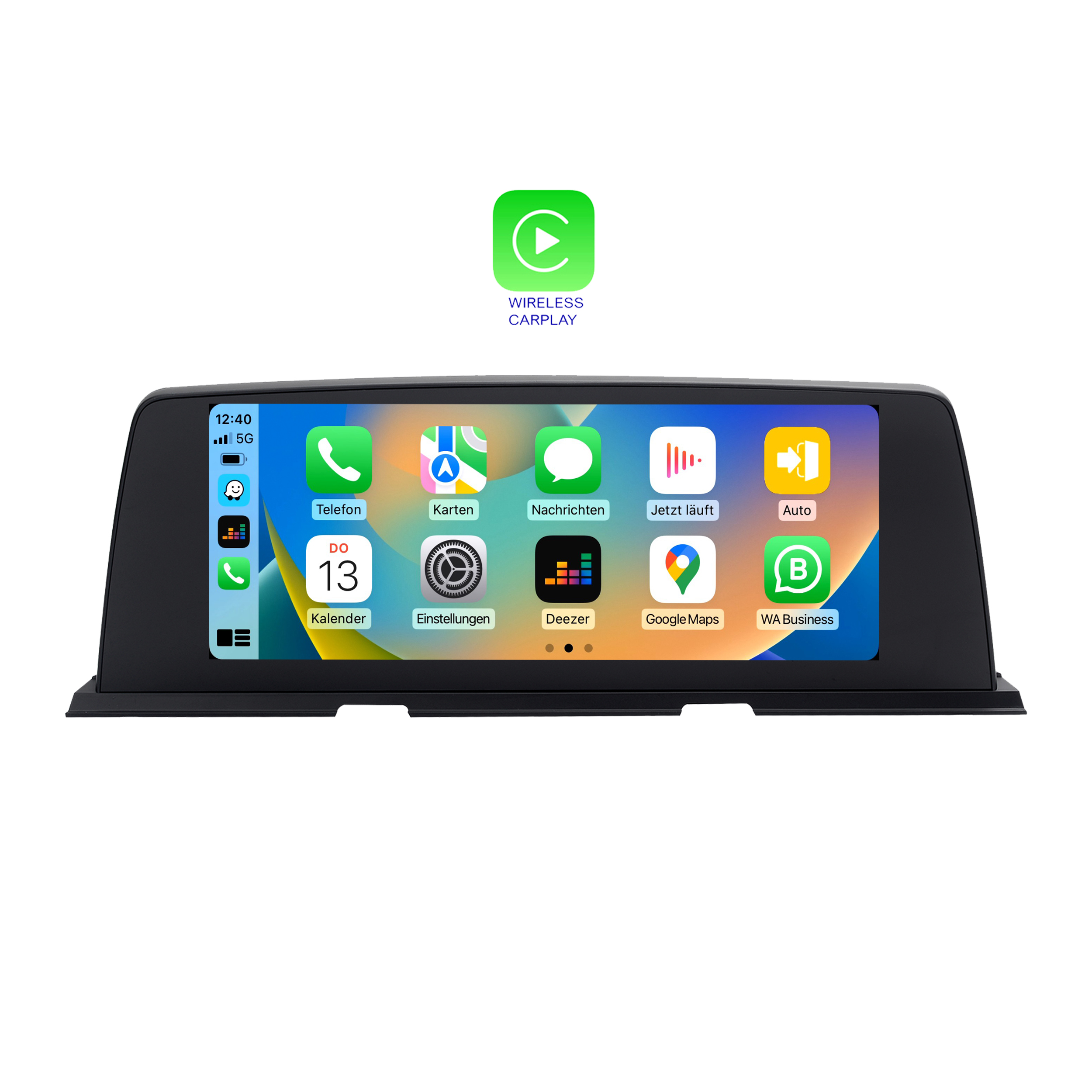 Auto-Display-Bildschirm mit Telefon-Apps, einschließlich Apple CarPlay.