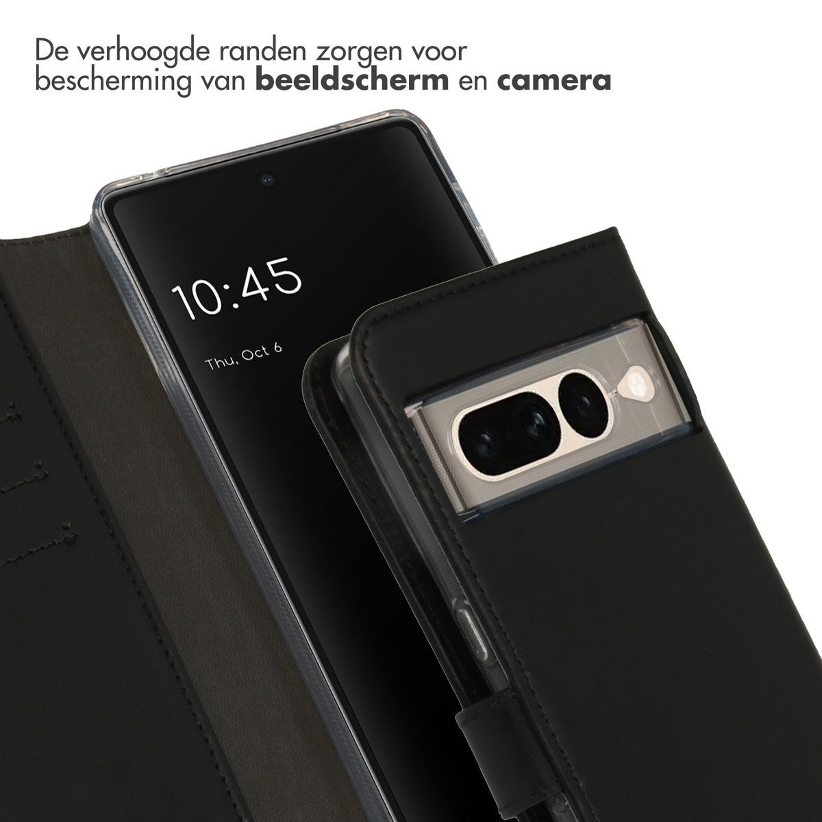 Un telefono in una custodia, che mostra l'ora.