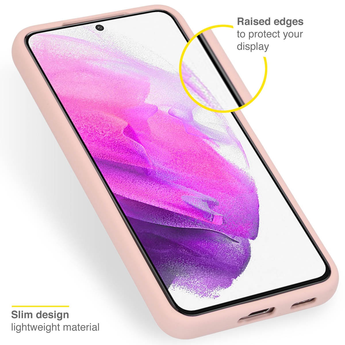 ACCEZZ Liquid Back Cover aus Silikon, Full Cover, Samsung, Galaxy S22, Rosa