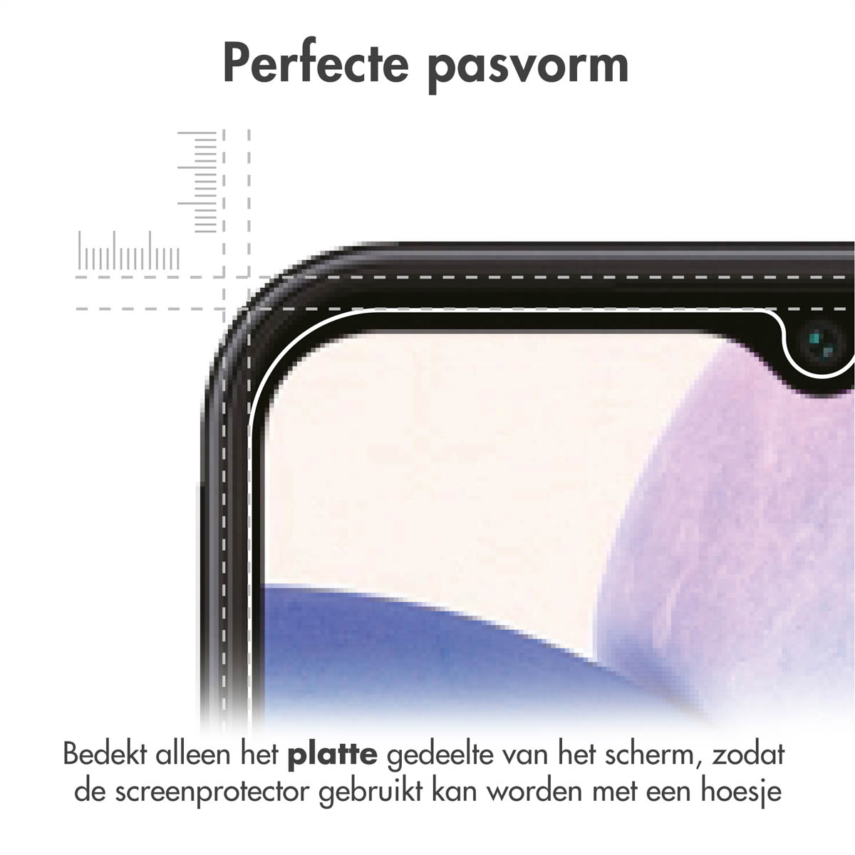 Phone screen protector being applied, showing the edge of the screen.