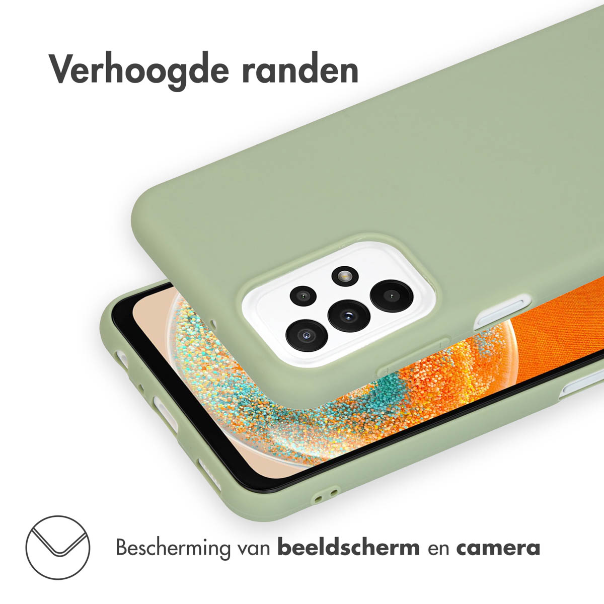 Green phone case with phone inside, showing a protective and stylish design.